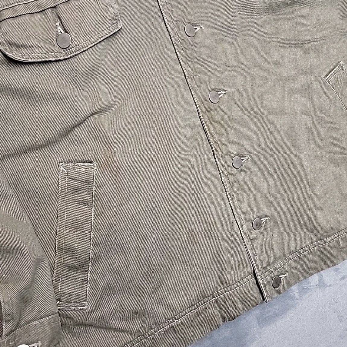 Marlboro VINTAGE Marlboro Jacket Mens 2XL Green Leather Collar Canvas Chore Coat Twill Workwear Military Jacket Size US XXL / EU 58 / 5 - 4 Thumbnail