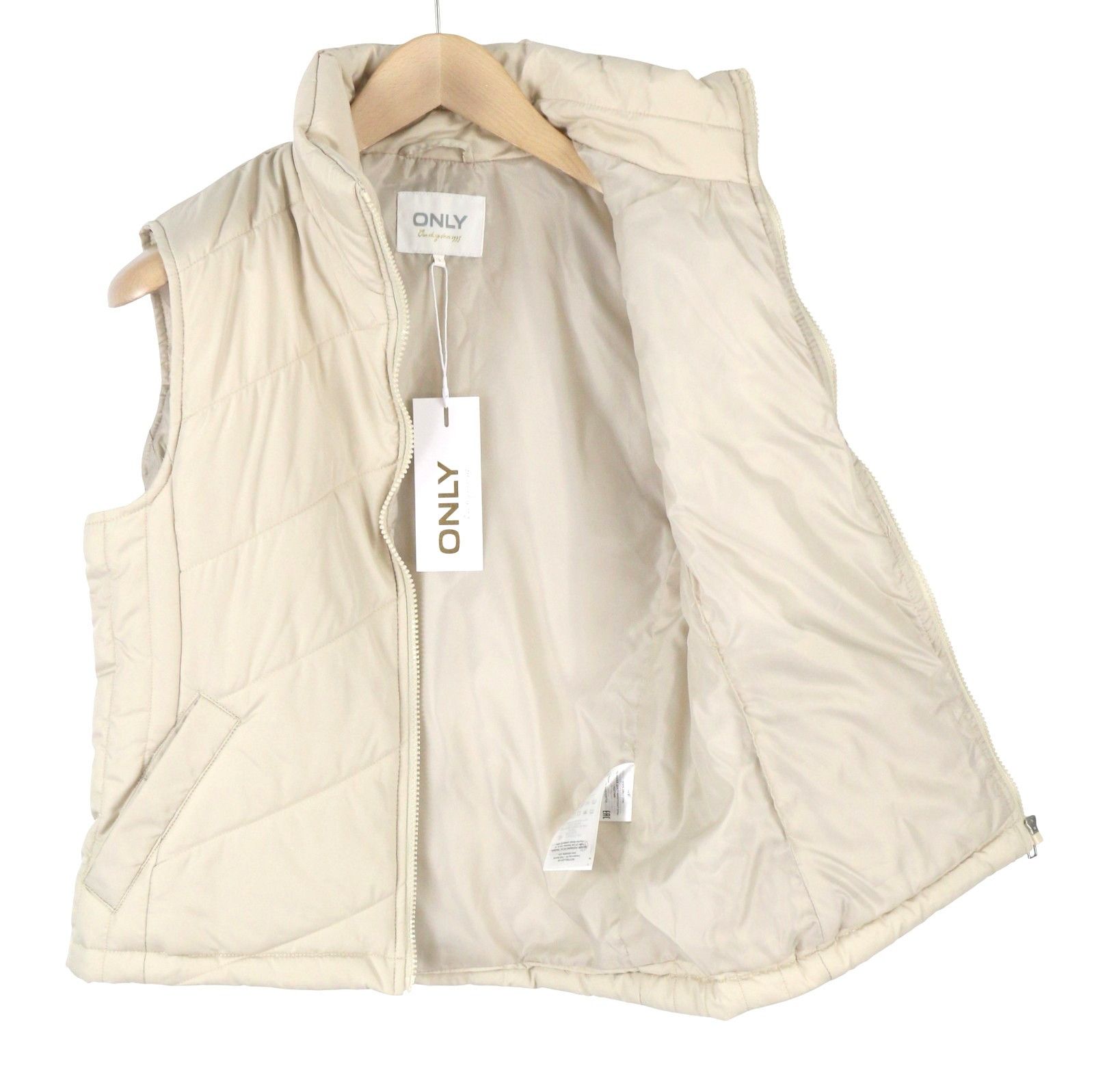 Other NICOLE QUILT S Beige Padded High Neck Zip 88028 Size S / US 4 / IT 40 - 3 Thumbnail