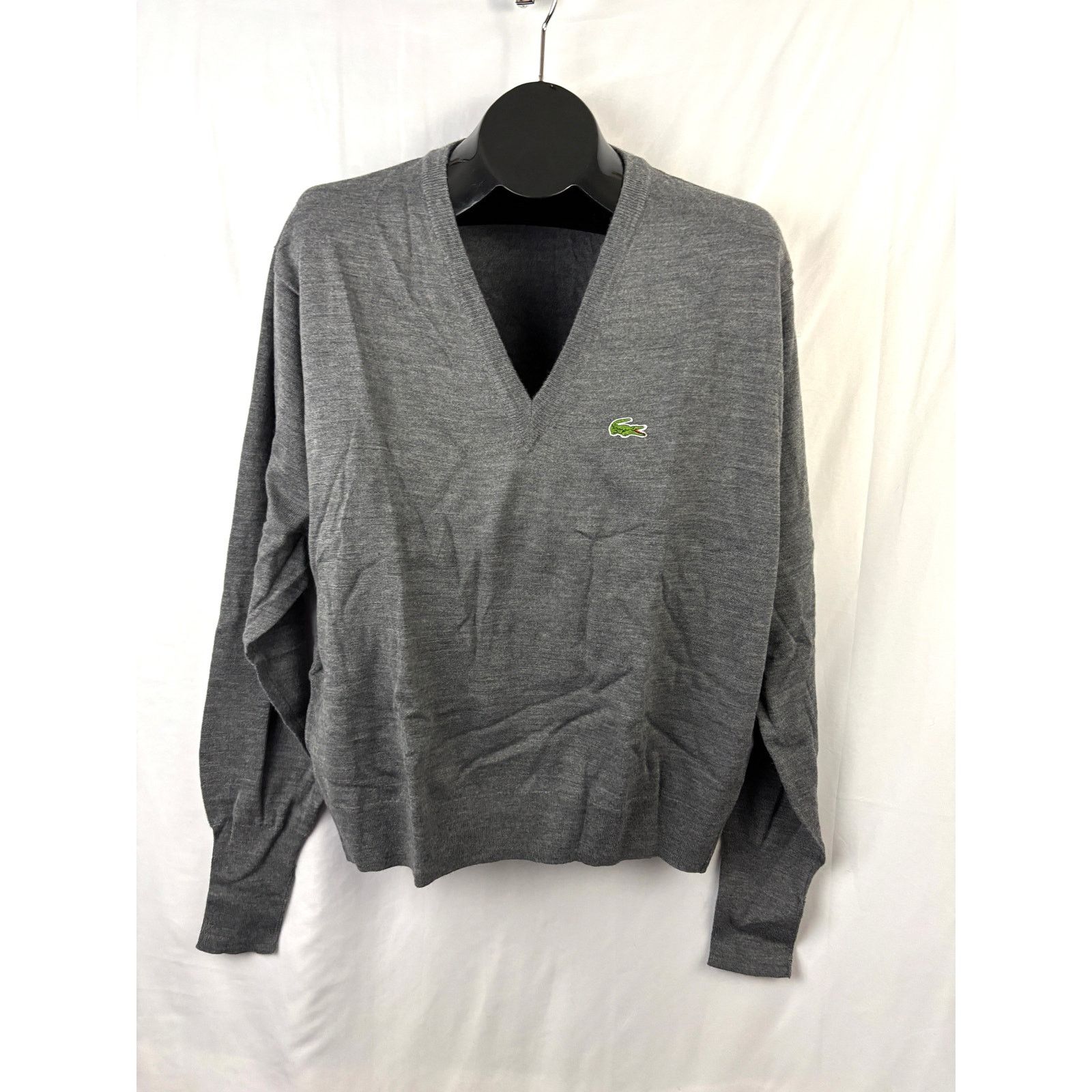 Lacoste Vintage 1980s Izod Lacoste Gray Knit V-Neck Sweater Men’s Size US L / EU 52-54 / 3 - 9 Thumbnail