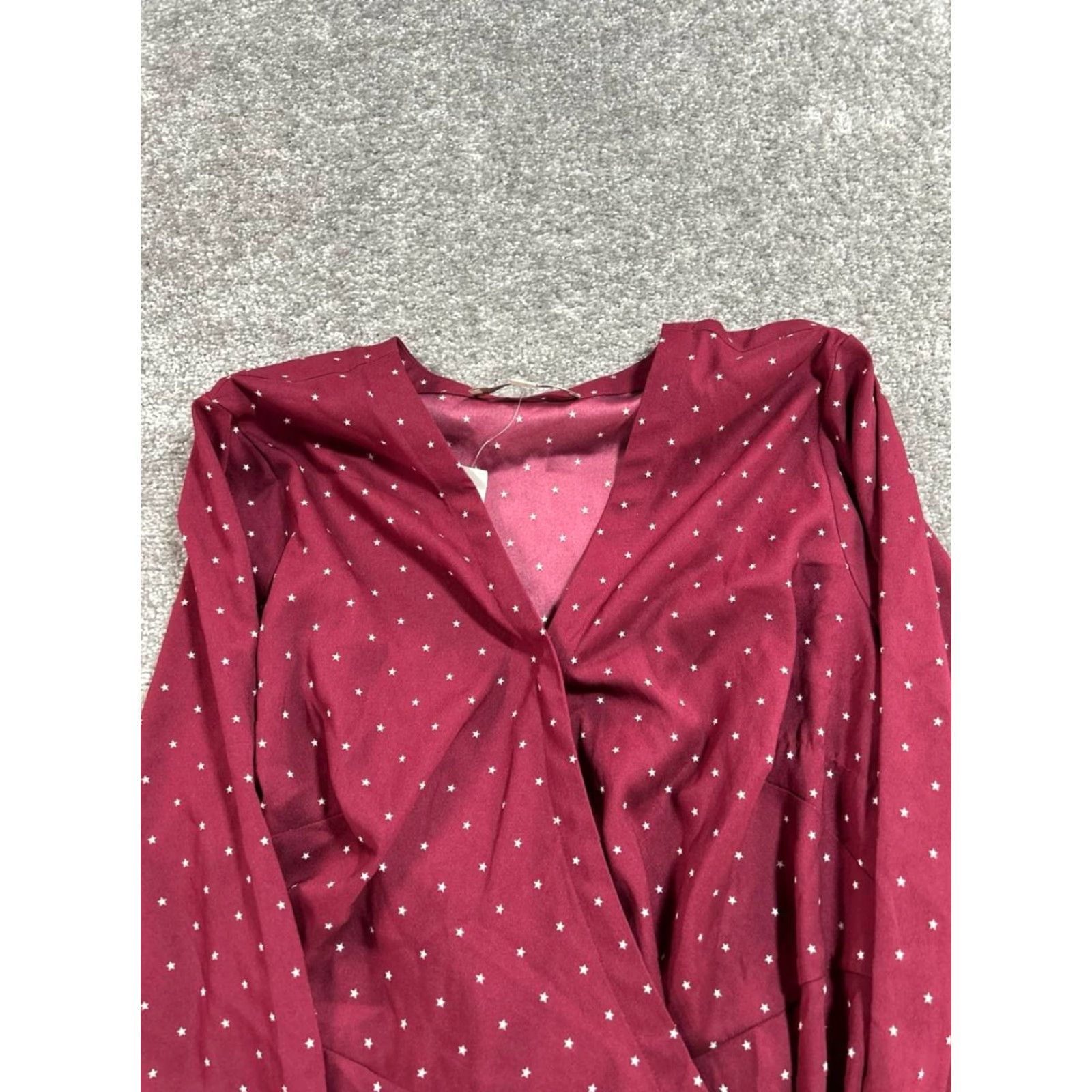 Loft LOFT Dress Womens 16 Plus Purple White Wrap Blouson Polka Dot V-Neck Long Sleeve Knee Length Casual - 16 Plus Womens Blouson Dress LOFT Size XXL / US 16-18 / IT 52-54 - 2 Thumbnail