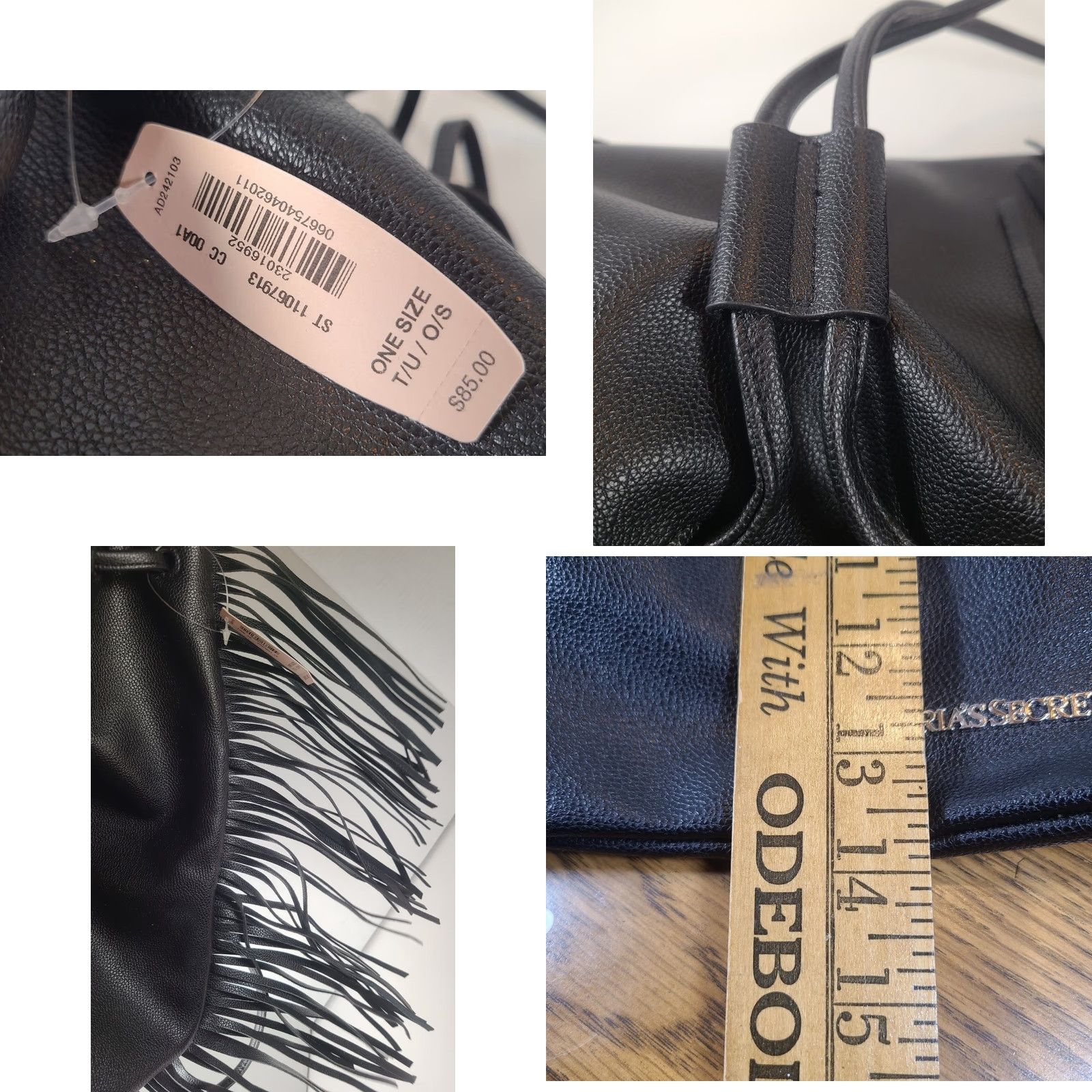 Victoria's Secret Victoria's Secret Fashion Show Backpack Black Faux Leather Fringe Drawstring Bag Women Medium Nwt Rsvp 5 Size ONE SIZE - 8 Thumbnail