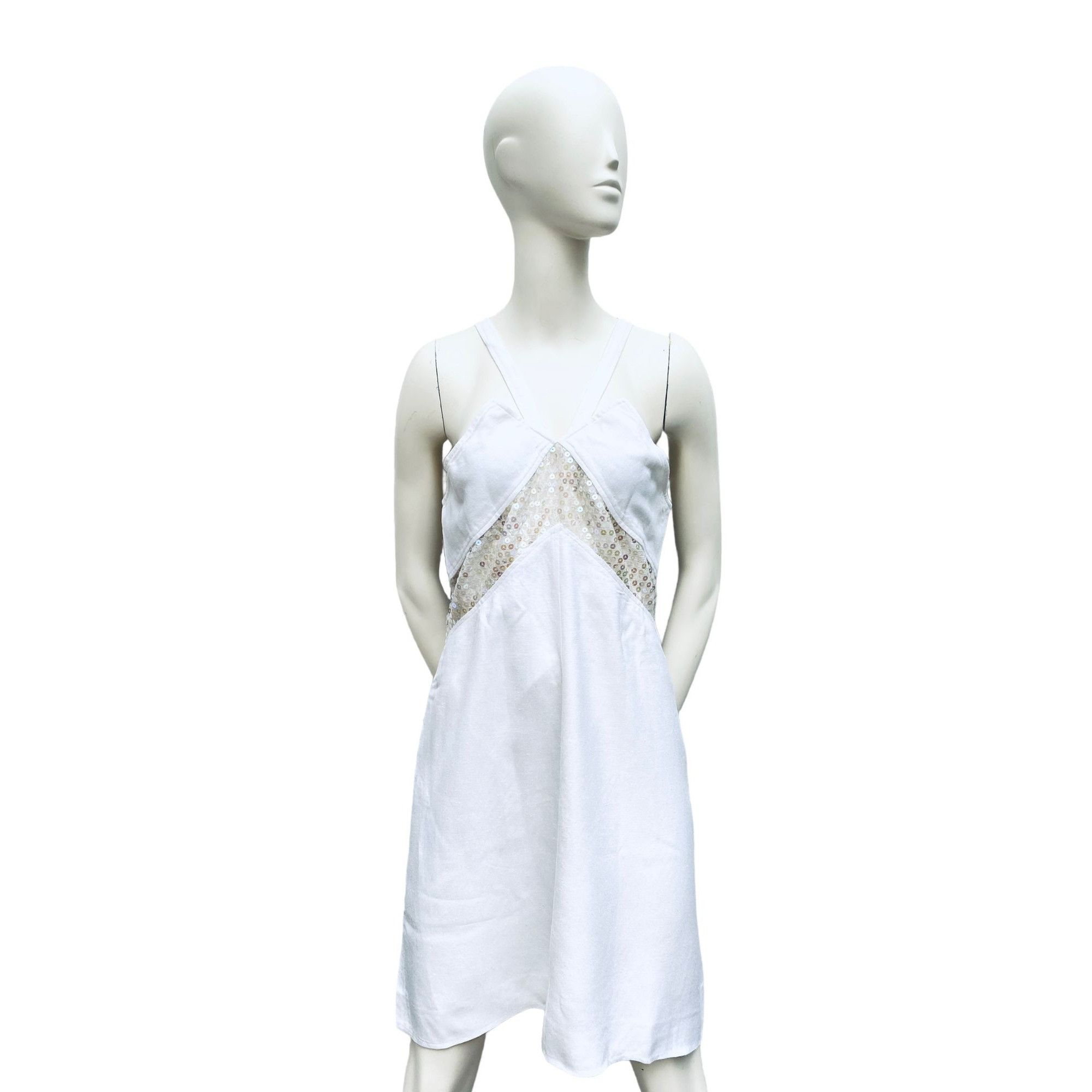 image of Courreges Vintage 1970S White Cotton Dress, Women's (Size Small)