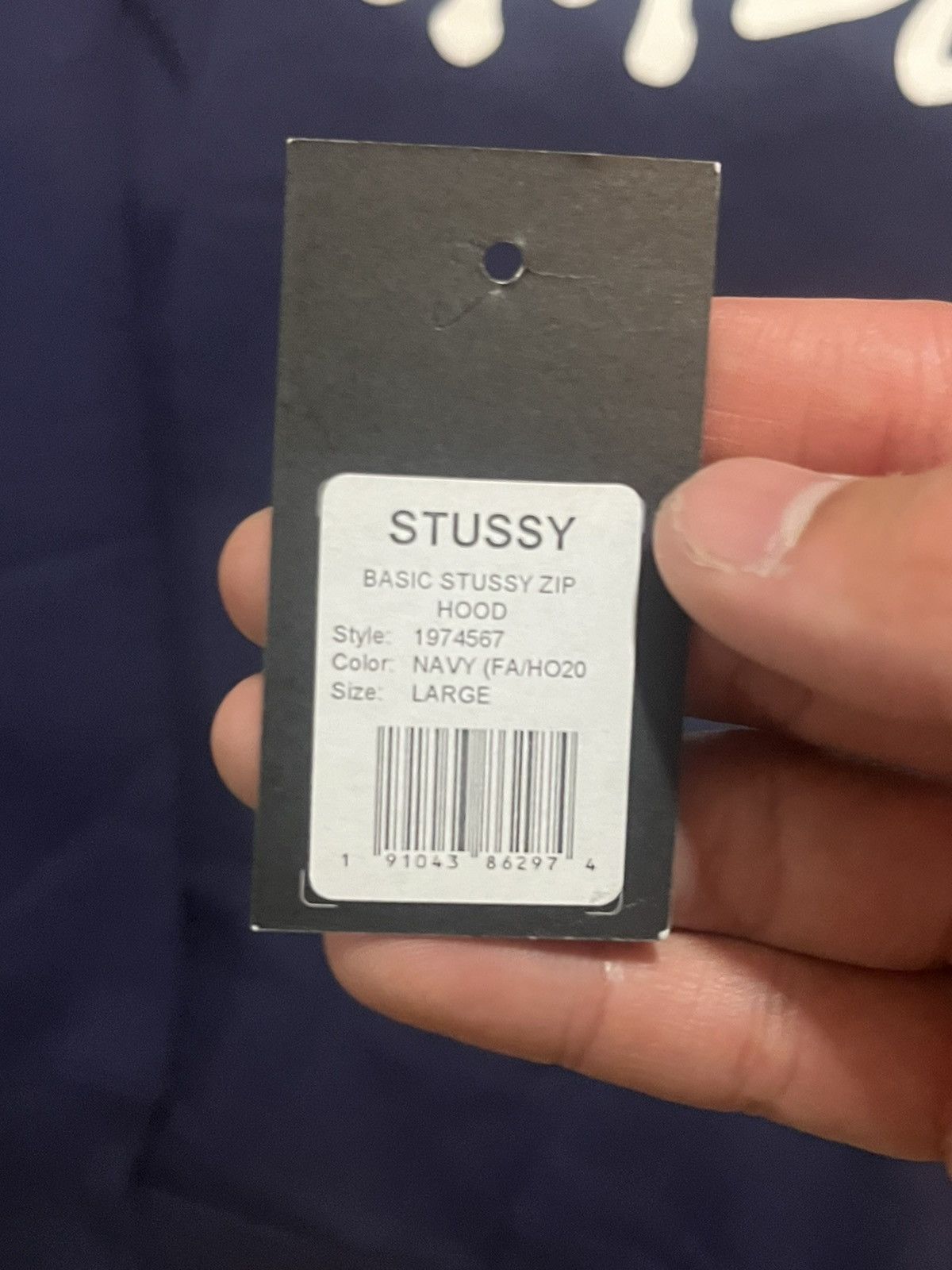 Stussy Classic Stussy Logo Zip-Hoodie, Navy Blue Color, Size Large Size US L / EU 52-54 / 3 - 8 Thumbnail