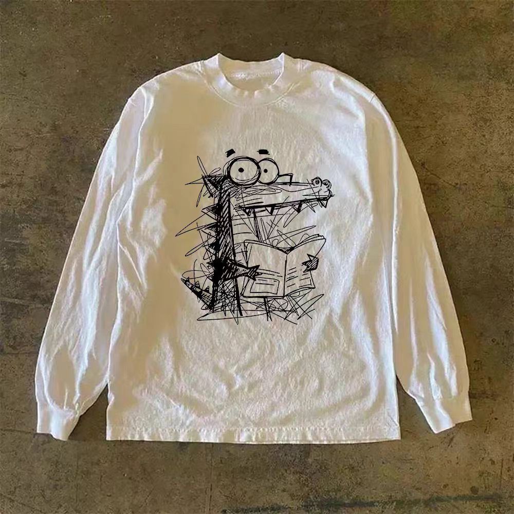 Vintage White washed vintage crocodile print long-sleeved t-shirt Size US M / EU 48-50 / 2 - 1 Thumbnail