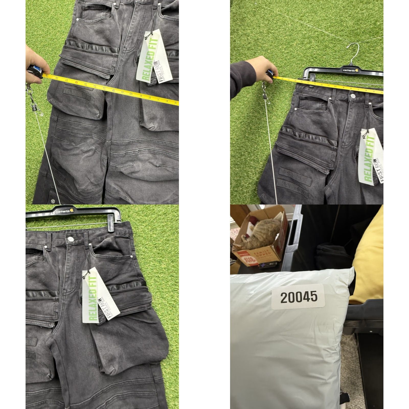 Vintage First Row Pants Mens 30 Black Denim Cargo Wide Leg Baggy Y2K 90s Pockets Size US 30 / EU 46 - 8 Thumbnail