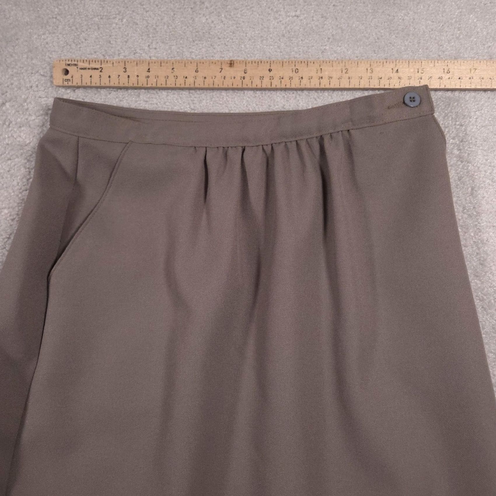 JCPenney JCPenney Skirt Womens 14 Brown A-Line Midi Polyester Twill Pockets Career Office Size 36" / US 14 / IT 50 - 6 Thumbnail