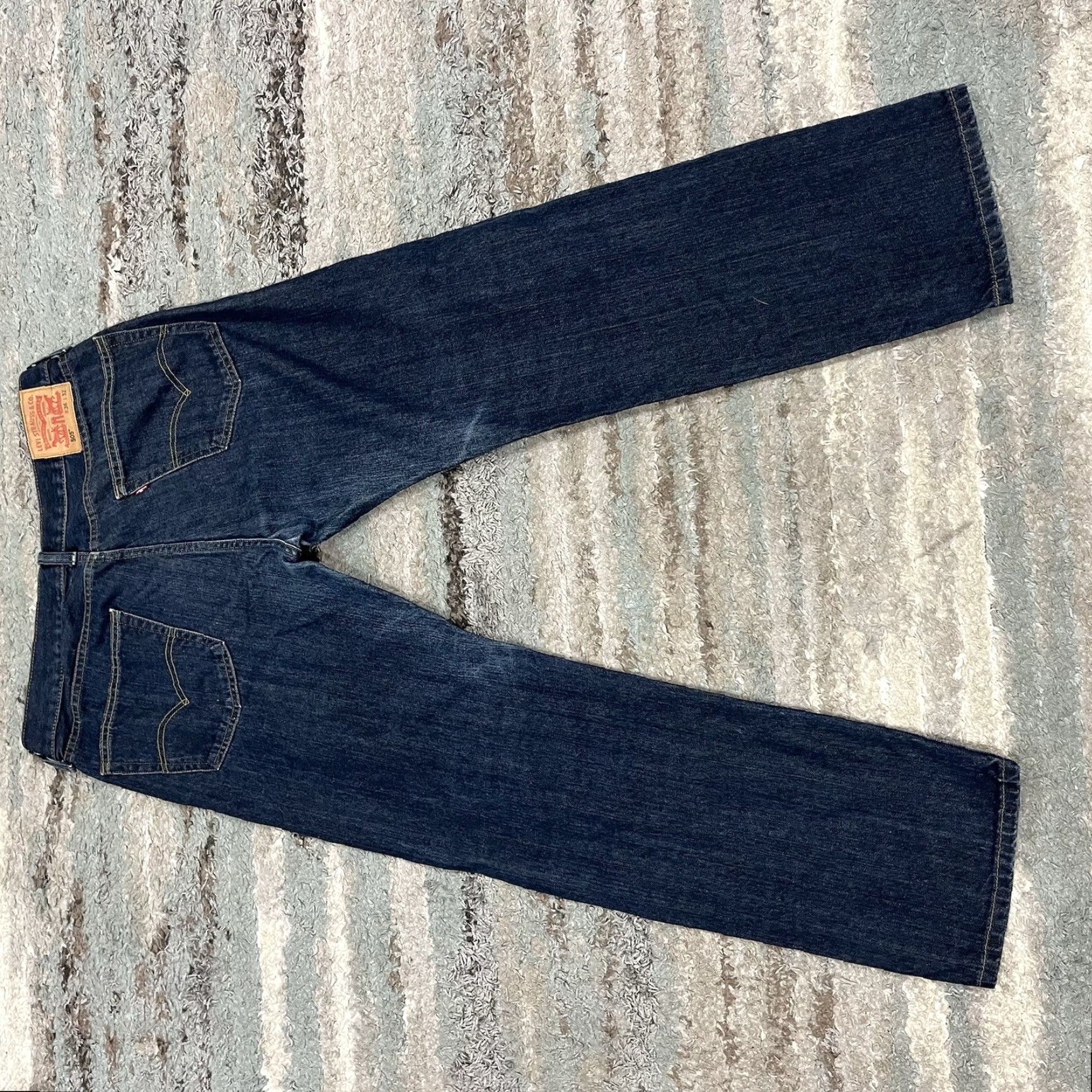 Levi's Levi's 505 Jeans Men 36x32 Blue Straight Stretch Dark Wash Workwear Denim Cotton Zip Pockets Regular Inseam 32 Model Levi's 505 Straight Mens Jeans Size US 36 / EU 52 - 2 Thumbnail