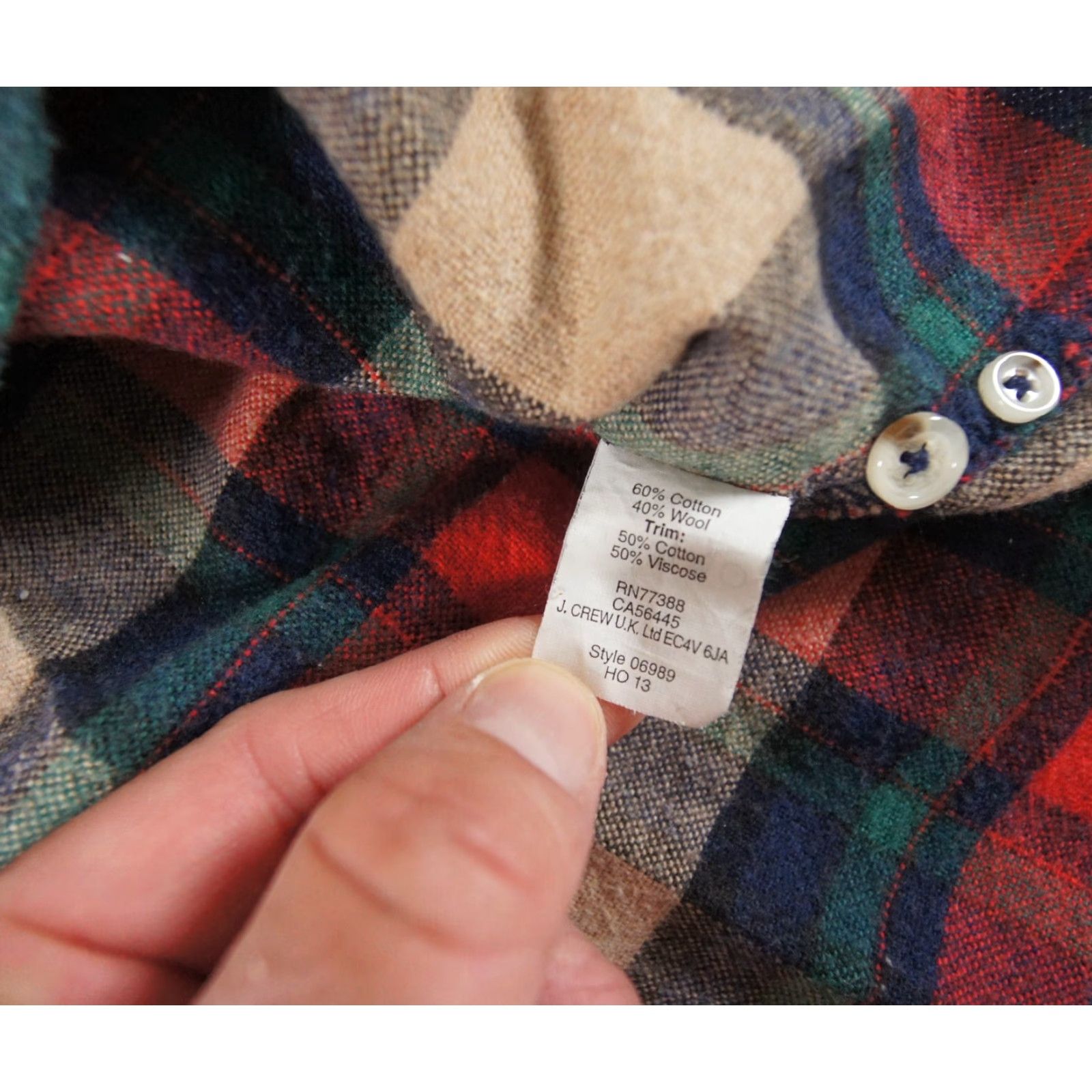 Wallace & Barnes Wallace & Barnes Shirt Men Large Wool Blend Plaid Button-Down Flannel Knit Cotton Multi-Color Long Sleeve Casual Button-Up Size US L / EU 52-54 / 3 - 6 Thumbnail