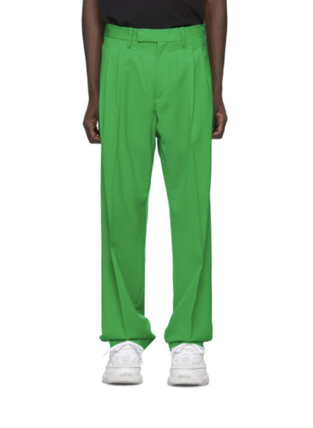 Off-White Off-White FW19 RUNWAY Green Wool Classic Trousers Size US 37 - 1 Thumbnail