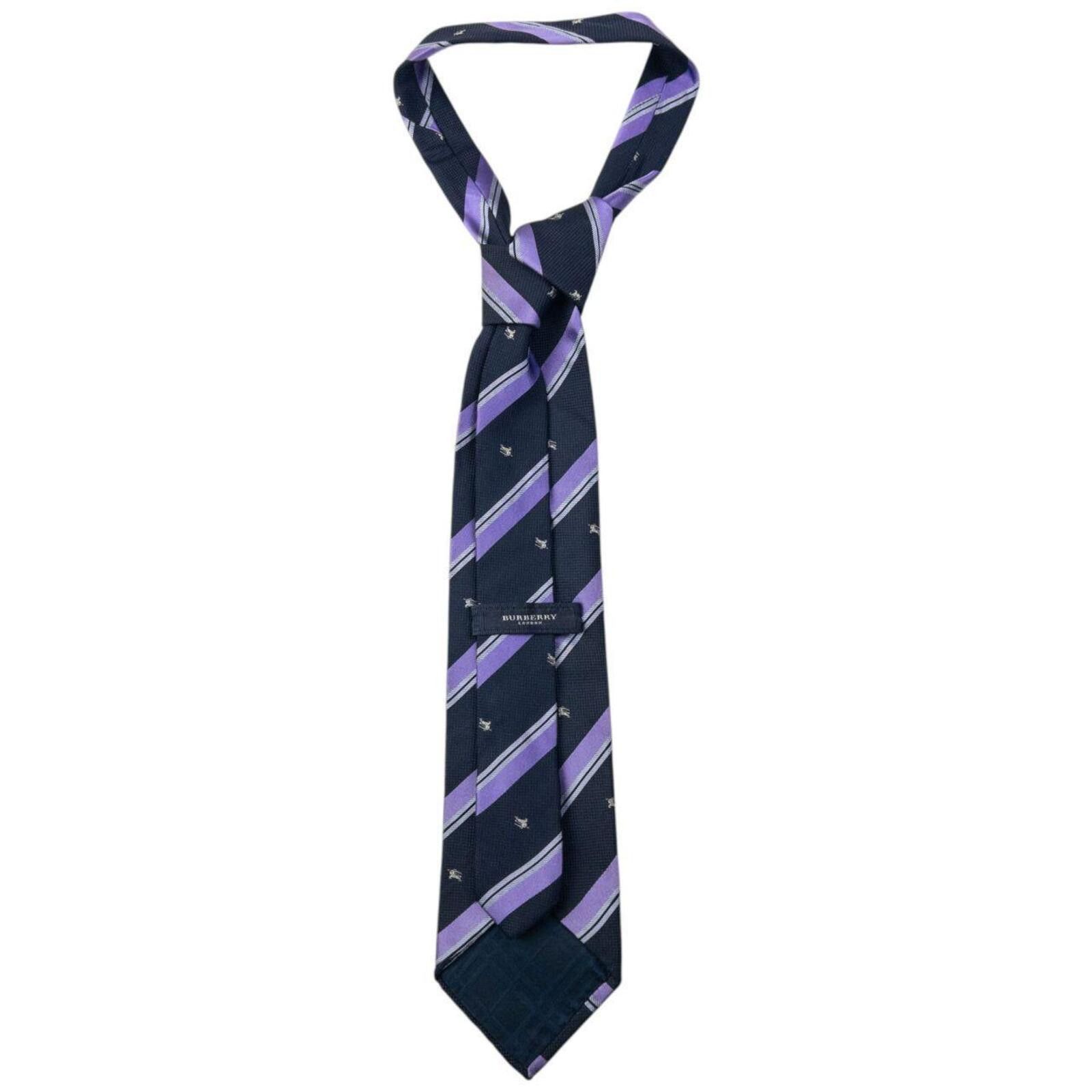 Burberry Vintage 2000s Burberry Striped Monogram Silk Tie Size ONE SIZE - 3 Thumbnail