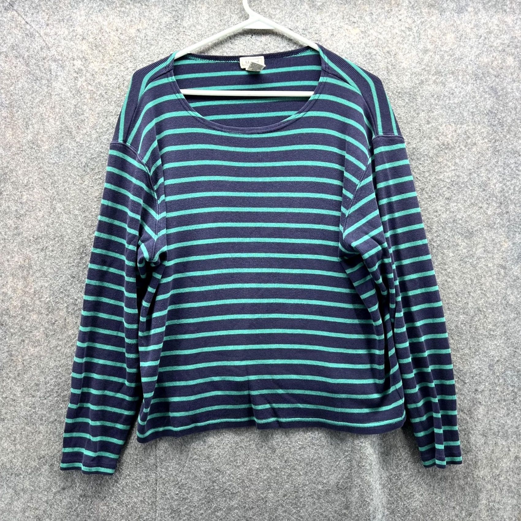 Vintage .L. Bean Shirt Women Extra Large Black Blue Striped Regular Fleece Knit Top Size XL / US 12-14 / IT 48-50 - 2 Thumbnail