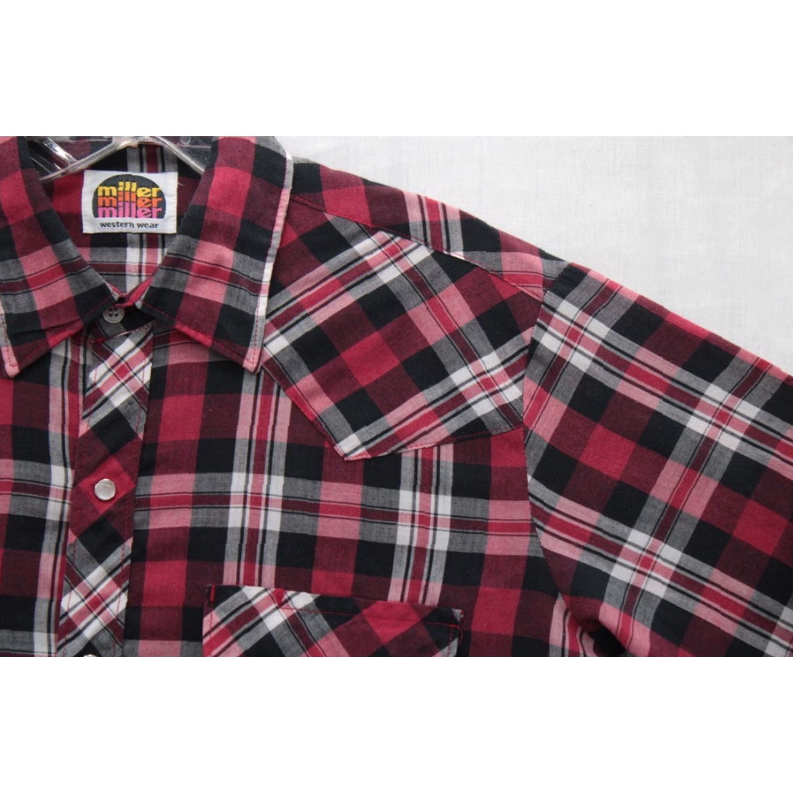 Vintage Vtg Miller Western Wear Shirt Men 15 Red Plaid Long Sleeve Pearl Snap Cowboy Size US M / EU 48-50 / 2 - 2 Thumbnail