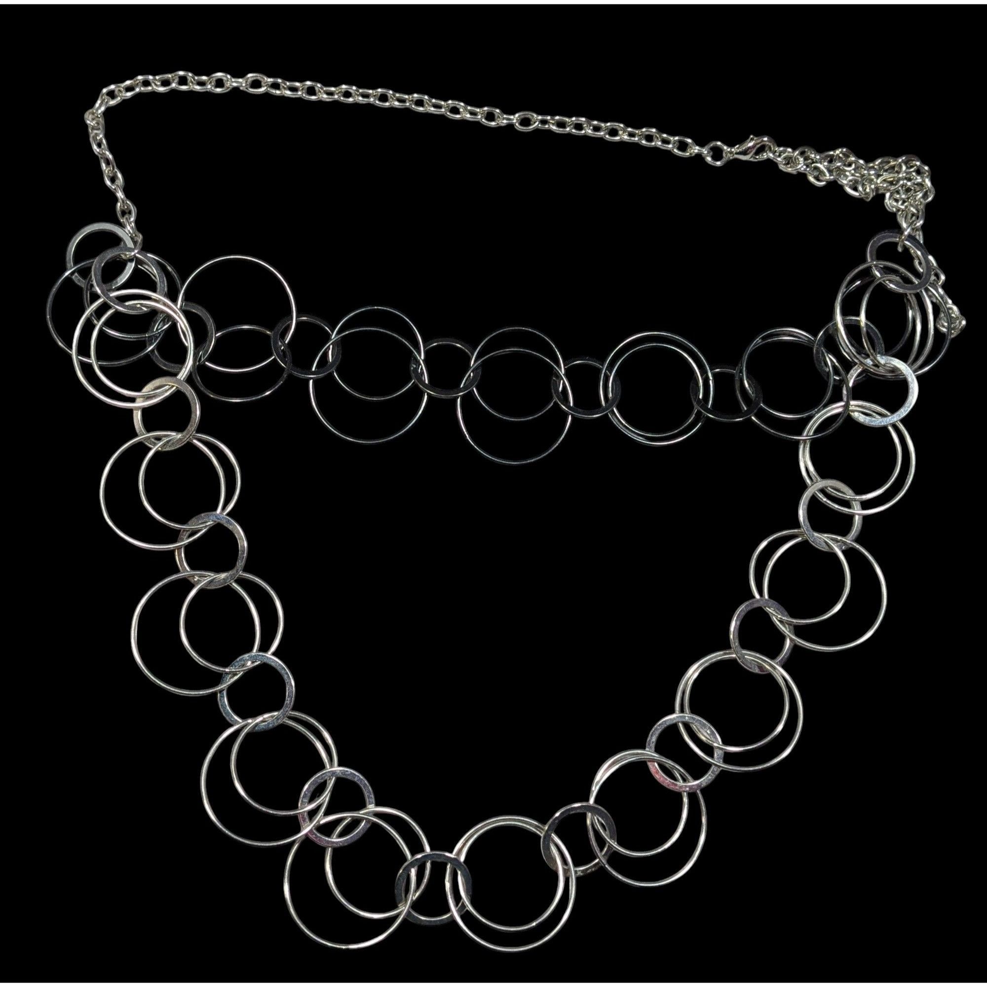 Other Modern Multilayer Silver Tone Ring Link Necklace Size ONE SIZE - 2 Thumbnail
