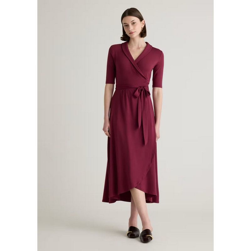 Quince Quince Tencel Jersey Midi Wrap Dress Wine Size S Size S / US 4 / IT 40 - 1 Thumbnail
