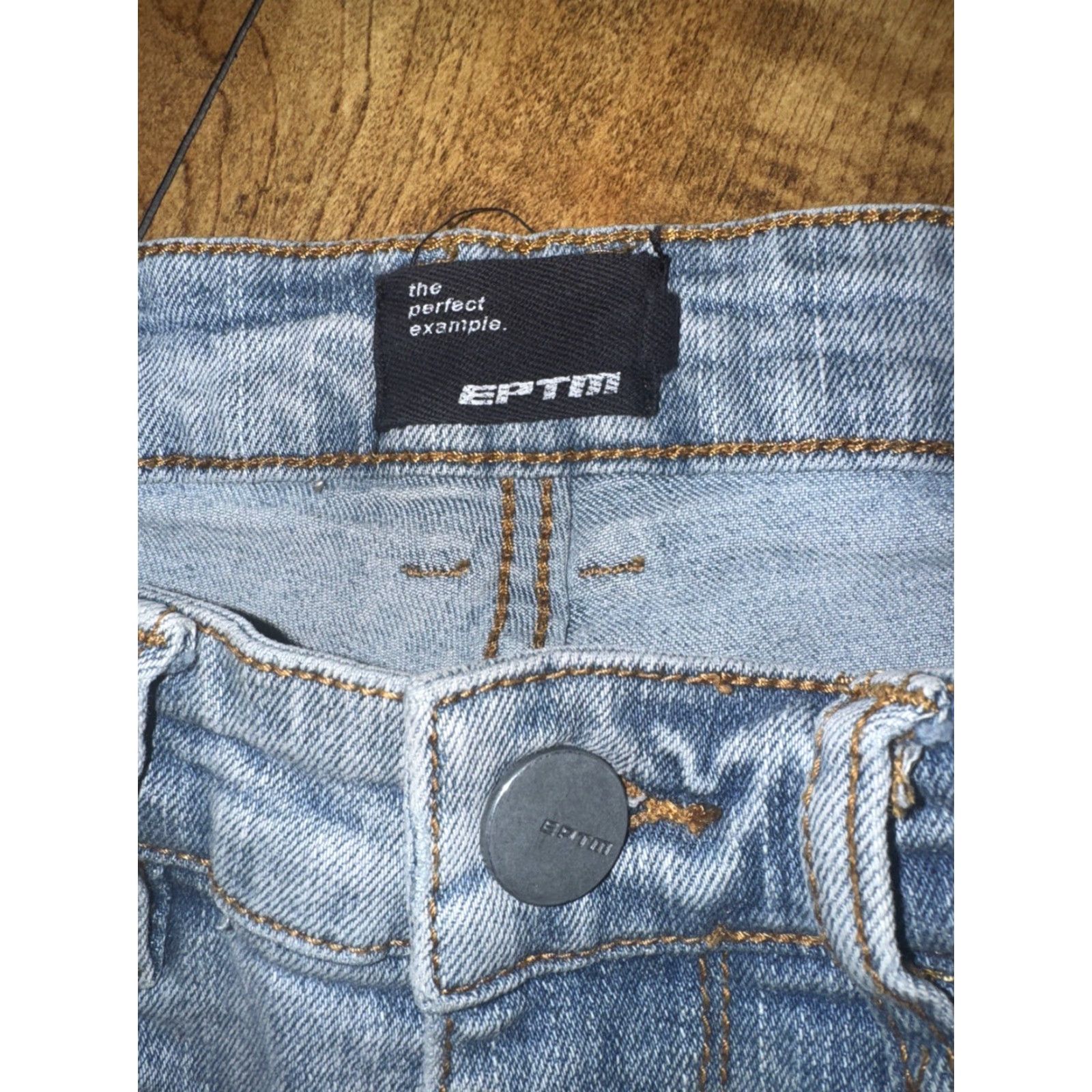 Denime EPTM Jeans Flared Denim Streetwear Distressed Embroidered Blue 30x33 Mens Regular Jeans Size US 30 / EU 46 - 5 Thumbnail