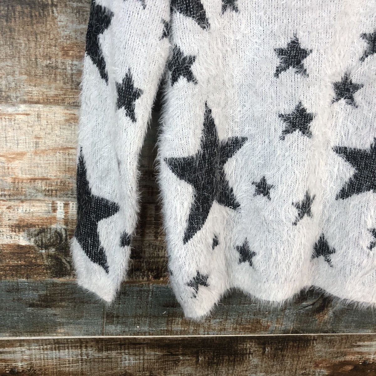 Japanese Brand DL Culots Star White Mohair fur shag Knitwear #C367 Size M / US 6-8 / IT 42-44 - 16 Thumbnail