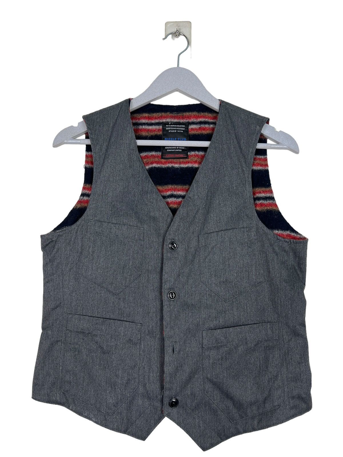 Japanese Brand 🔥 NICOLE CLUB FOR MEN MOHAIR LINING VEST Size US S / EU 44-46 / 1 - 2 Thumbnail