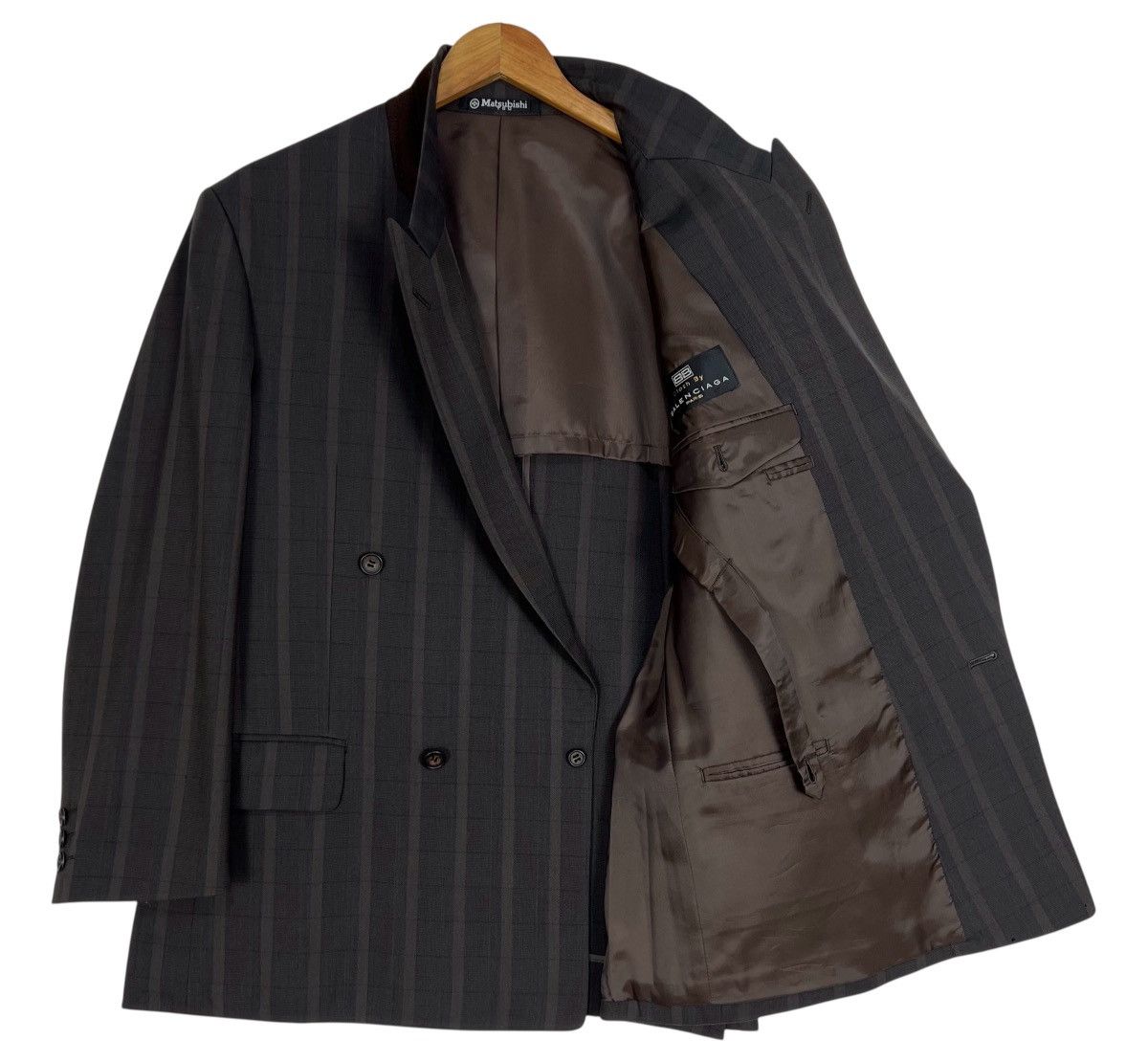 Balenciaga Vintage Balenciaga Double Breasted Blazer 90s Shadow Stripe Size US XL / EU 56 / 4 - 7 Thumbnail