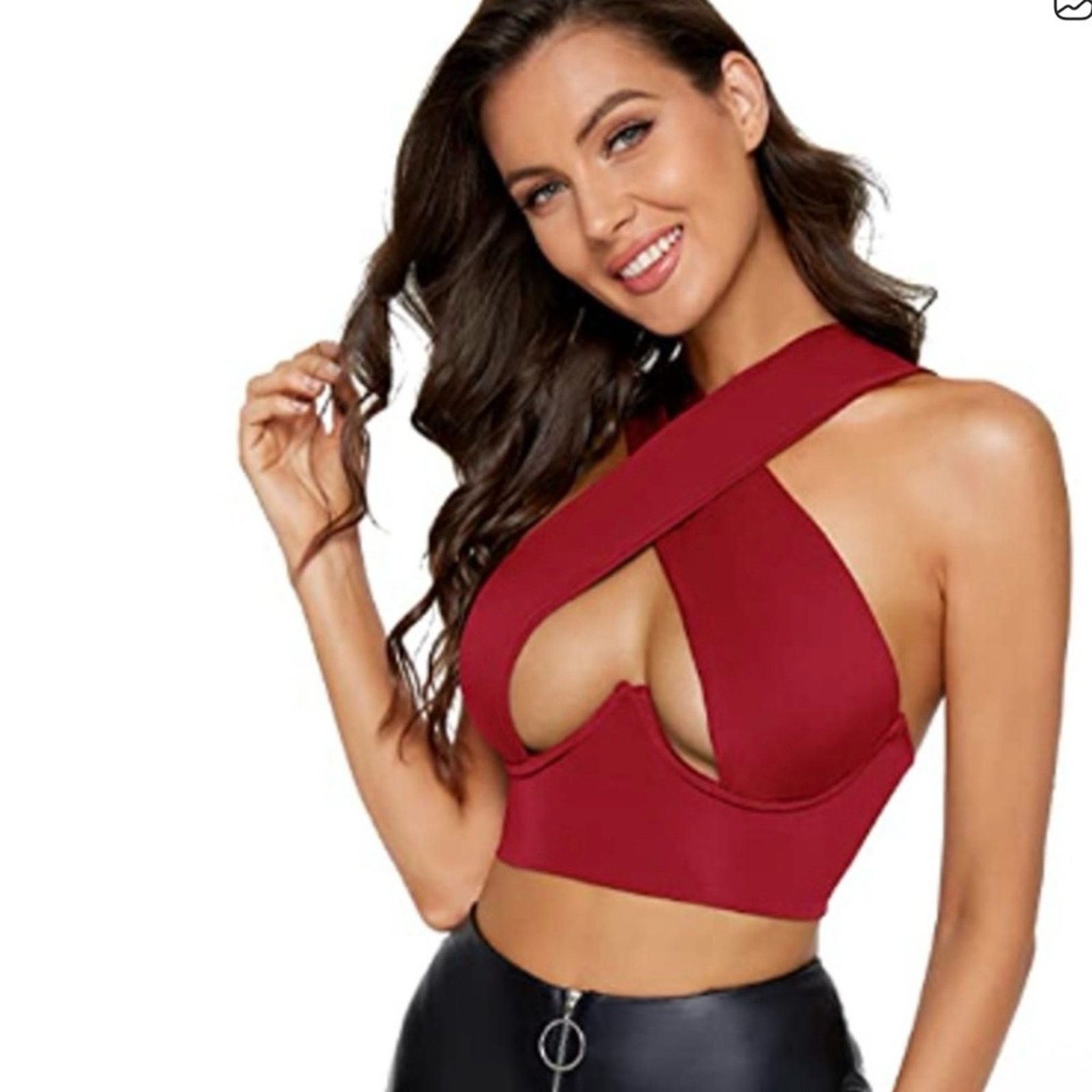 Other New Crisscross Halter Red Crop Top size XS Size XS / US 0-2 / IT 36-38 - 3 Thumbnail