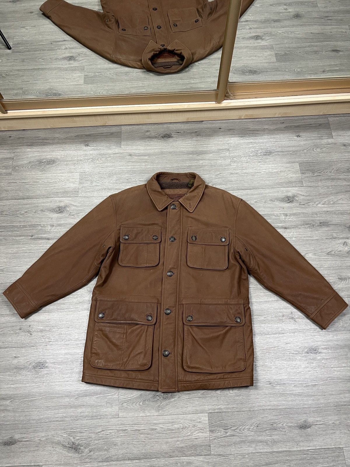 Timberland Vintage Timberland Leather Barn Jacket Brown Multi-Pocket Size US S / EU 44-46 / 1 - 1 Thumbnail