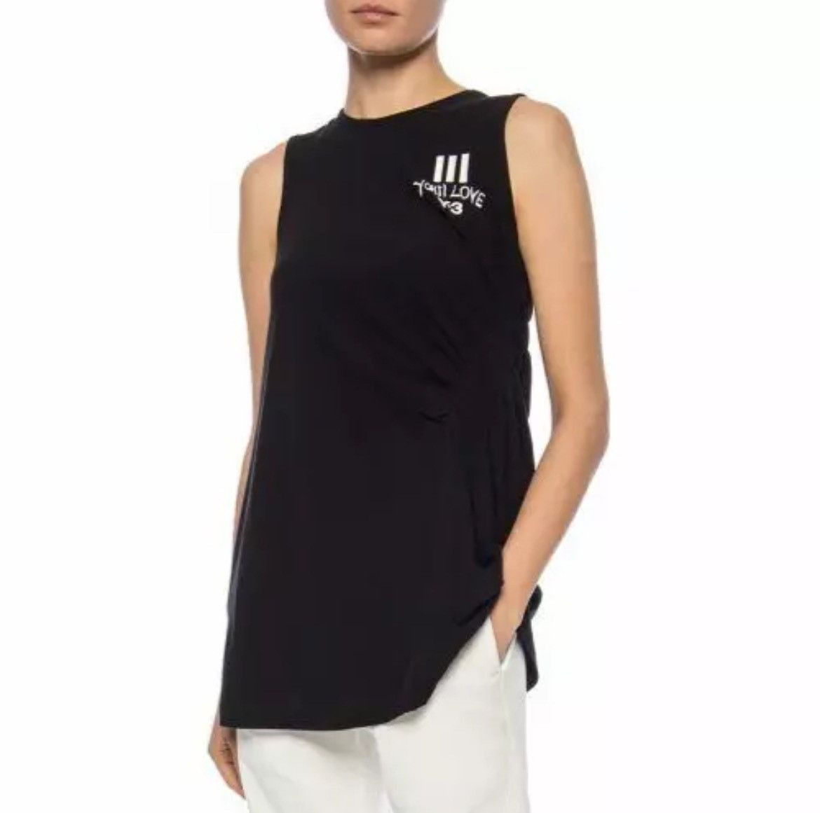 ADIDAS Y-3 Love Tank Gathered Long Tank Top