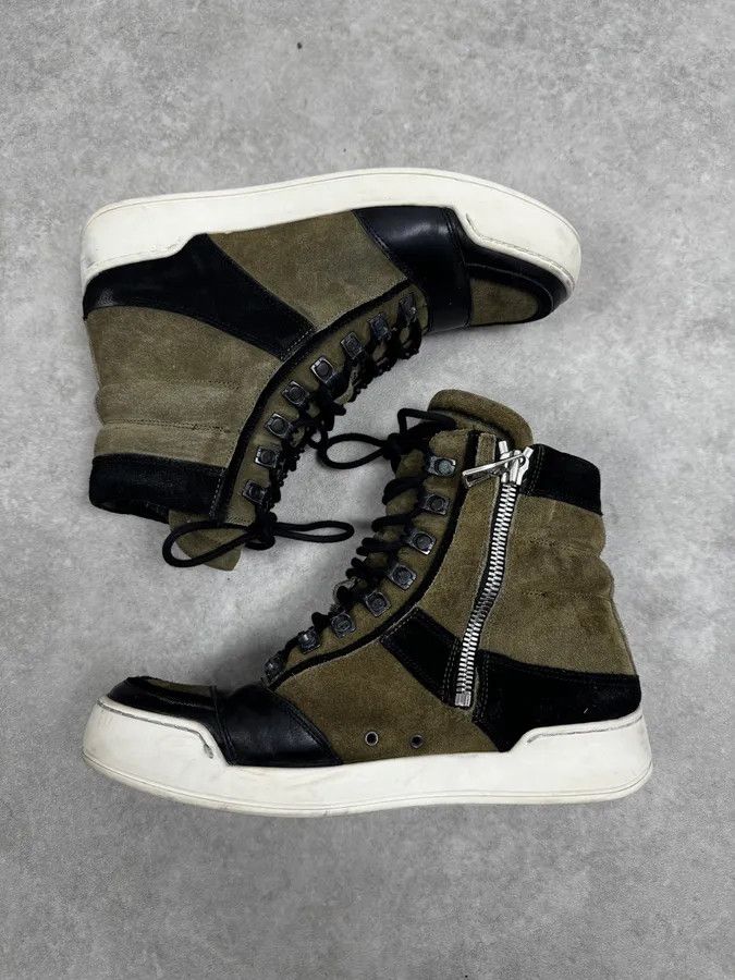 Balmain AW2015 Balmain H&M Khaki Suede Leather High Sneakers Size US 8 / IT 38 - 4 Thumbnail
