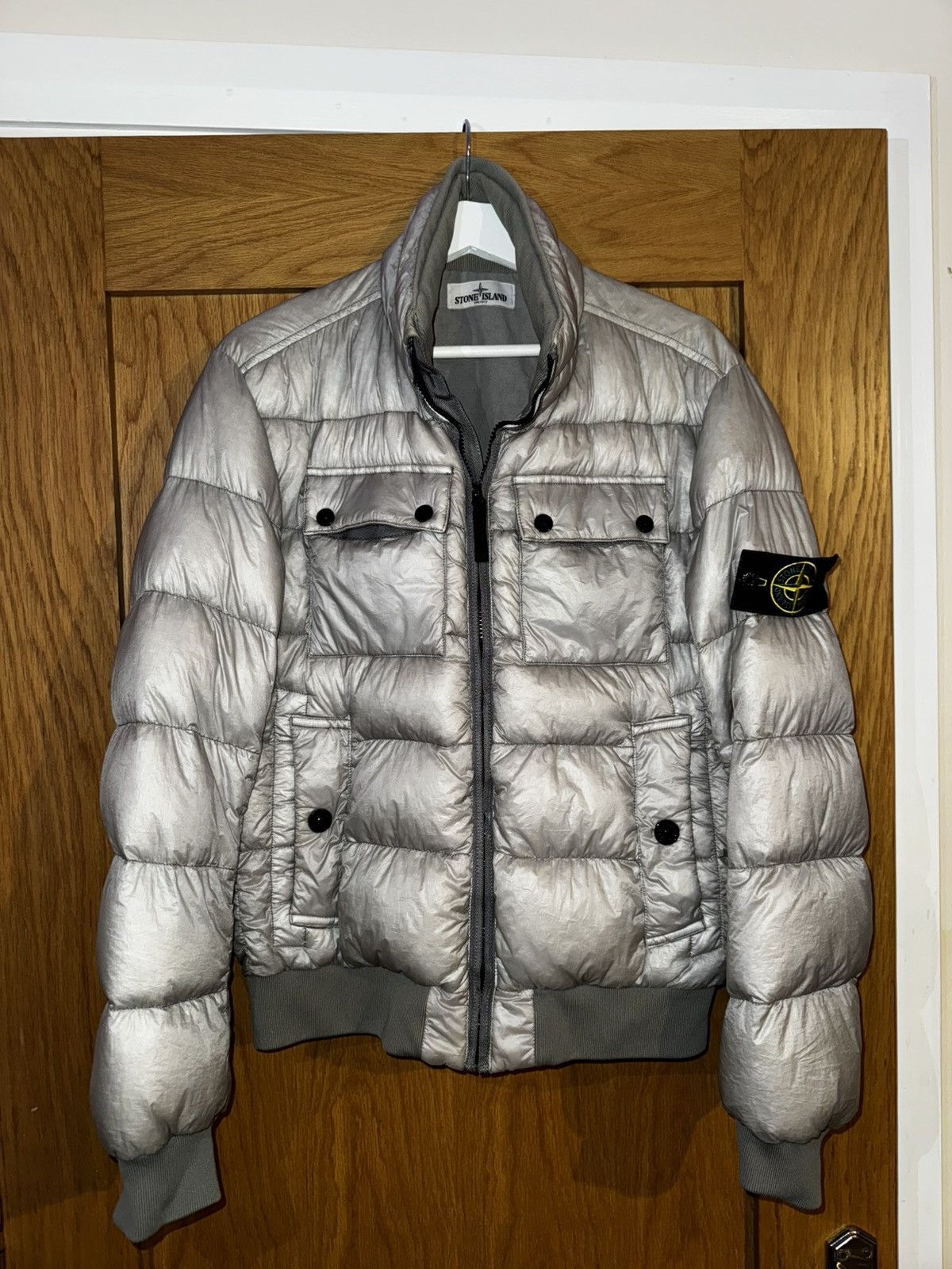 Stone Island Stone Island Dove Grey Garment Dyed Puffer Jacket Size US S / EU 44-46 / 1 - 1 Thumbnail