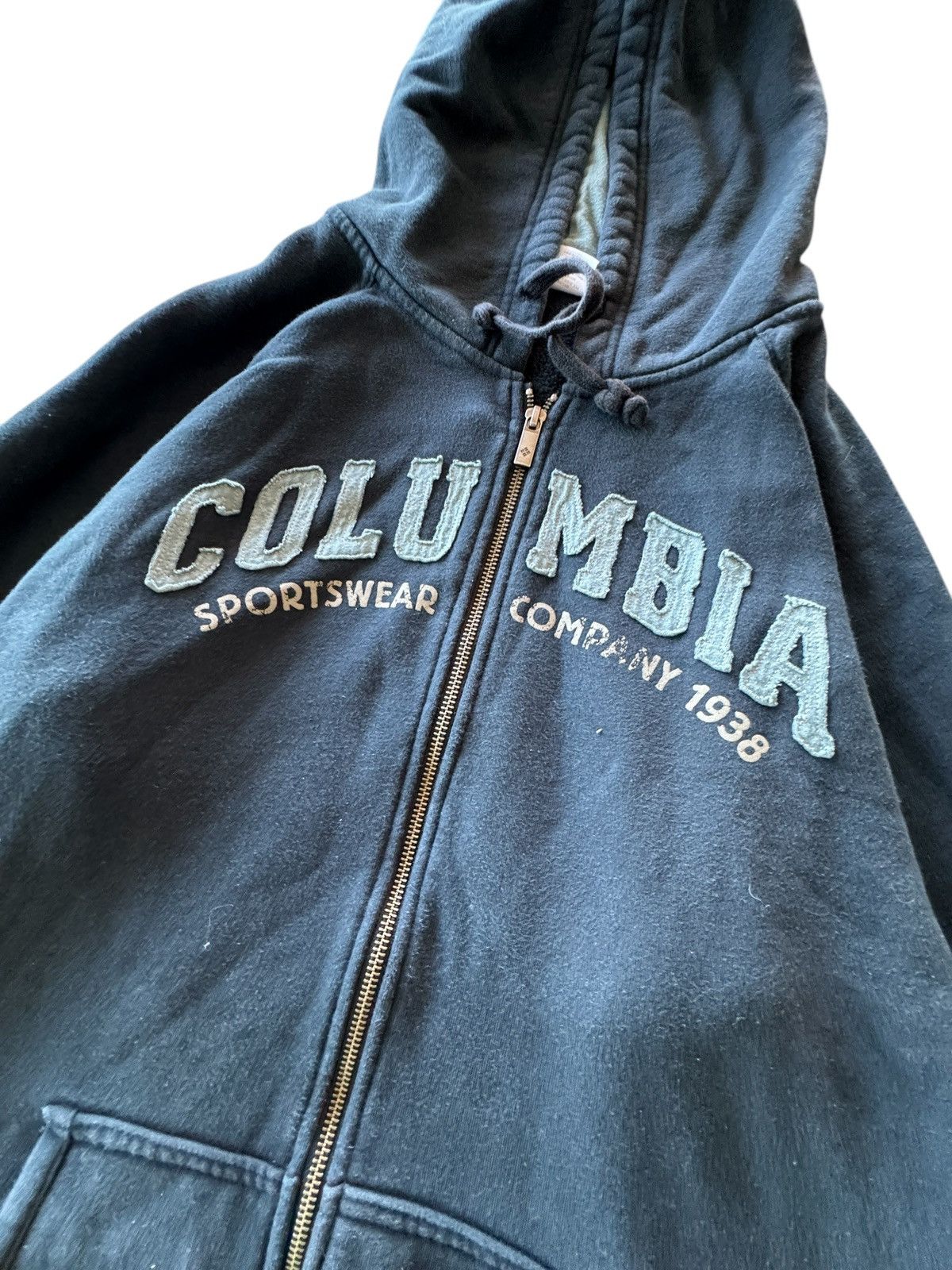 Columbia Embroidered Columbia Zip Up Ribbed Drawstring Hoodie Size US XL / EU 56 / 4 - 2 Thumbnail