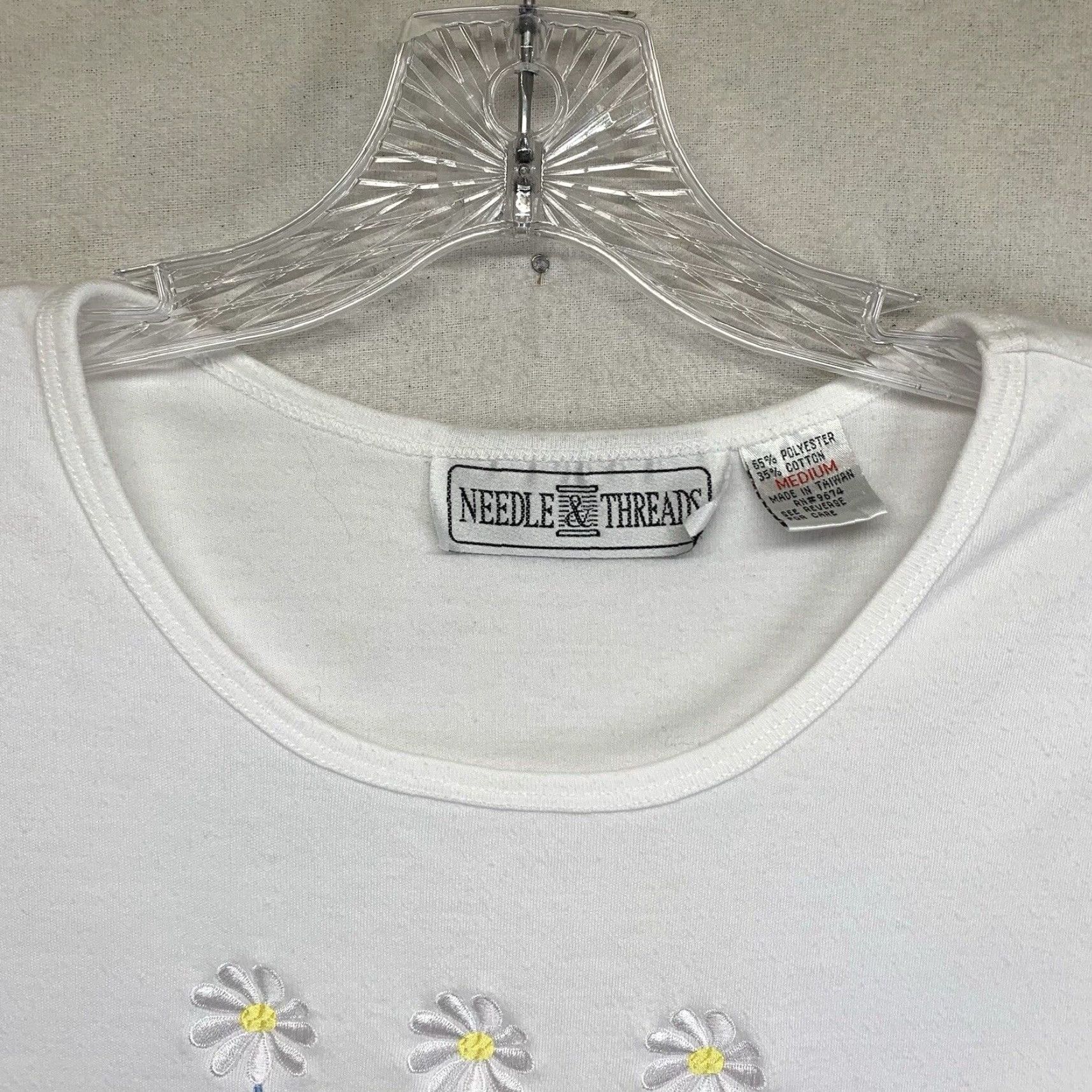 Vintage VINTAGE Needle & Thread Women’s Dress Long White Sleeveless Embroidered Daisy 80s 90s Bohemian Casual Summer Size M / US 6-8 / IT 42-44 - 5 Thumbnail