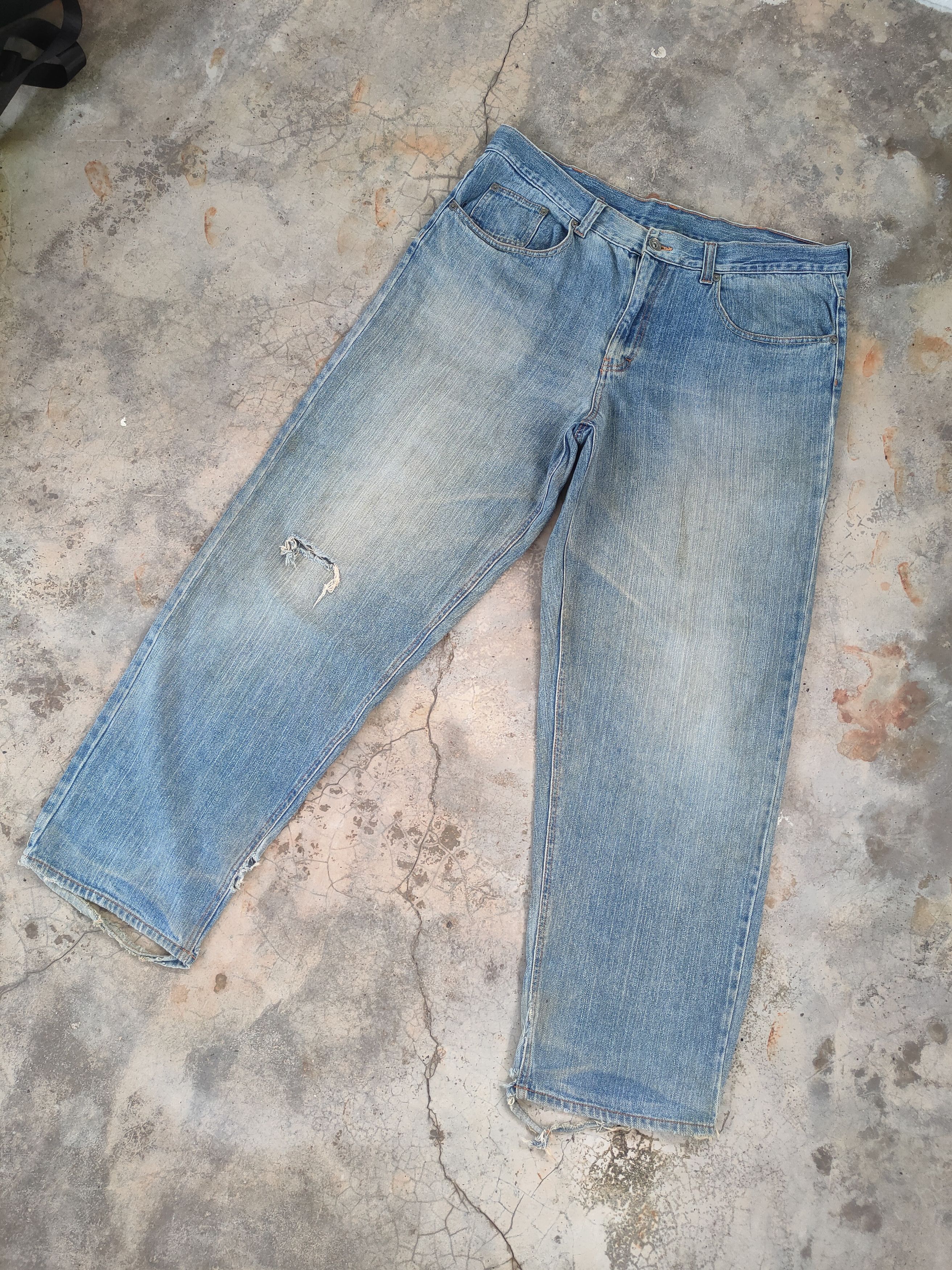 Japanese Brand W40 VINTAGE 19191 JAPANESE FADED DISTRESSED JEAN PANTS Size US 40 / EU 56 - 2 Thumbnail
