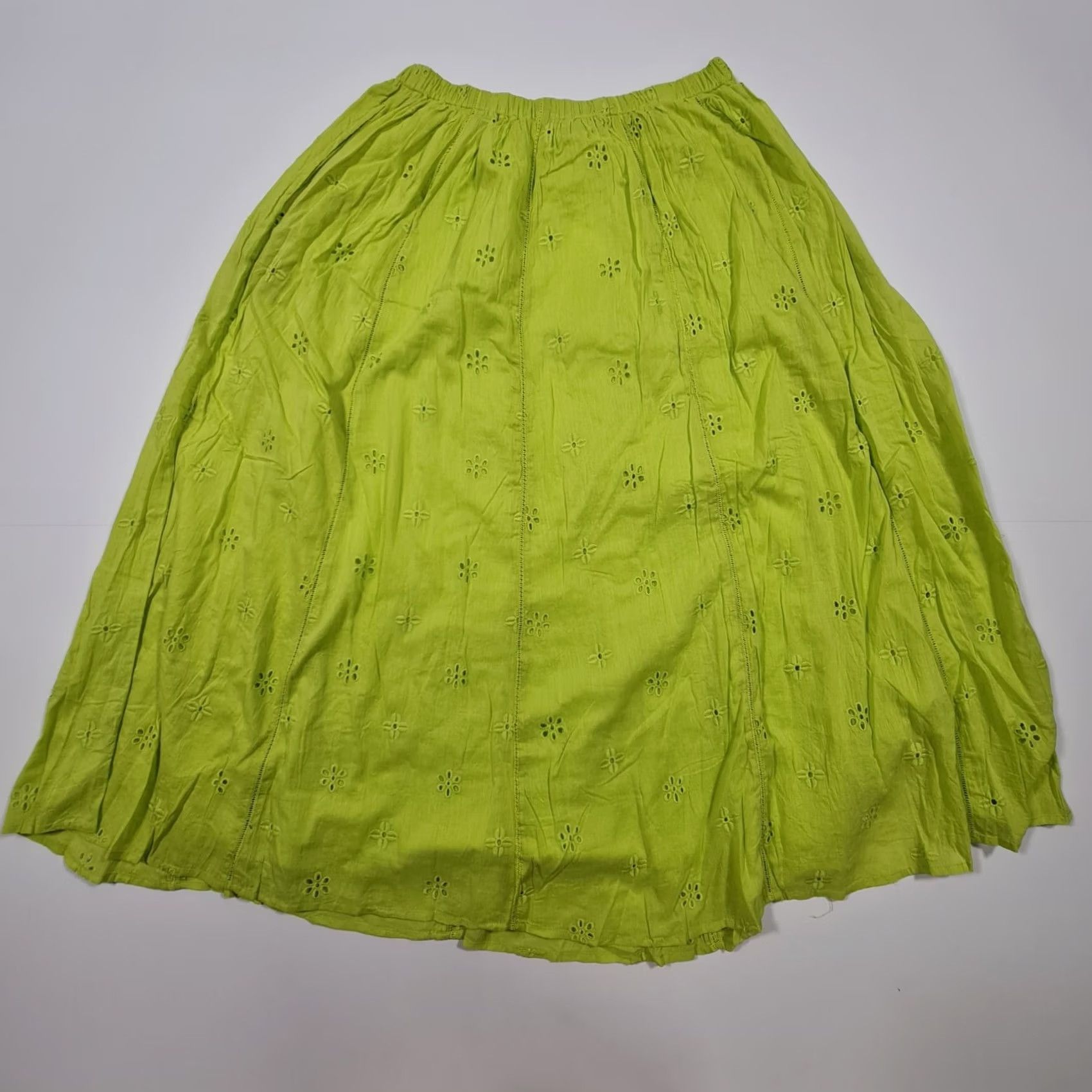 Velvet Velvet by Graham & Spencer Skirt Womens Cotton Maxi Green S Elastic Waist Lined 33" UK 10 NWT VINTAGE? Size 28" / US 6 / IT 42 - 3 Thumbnail