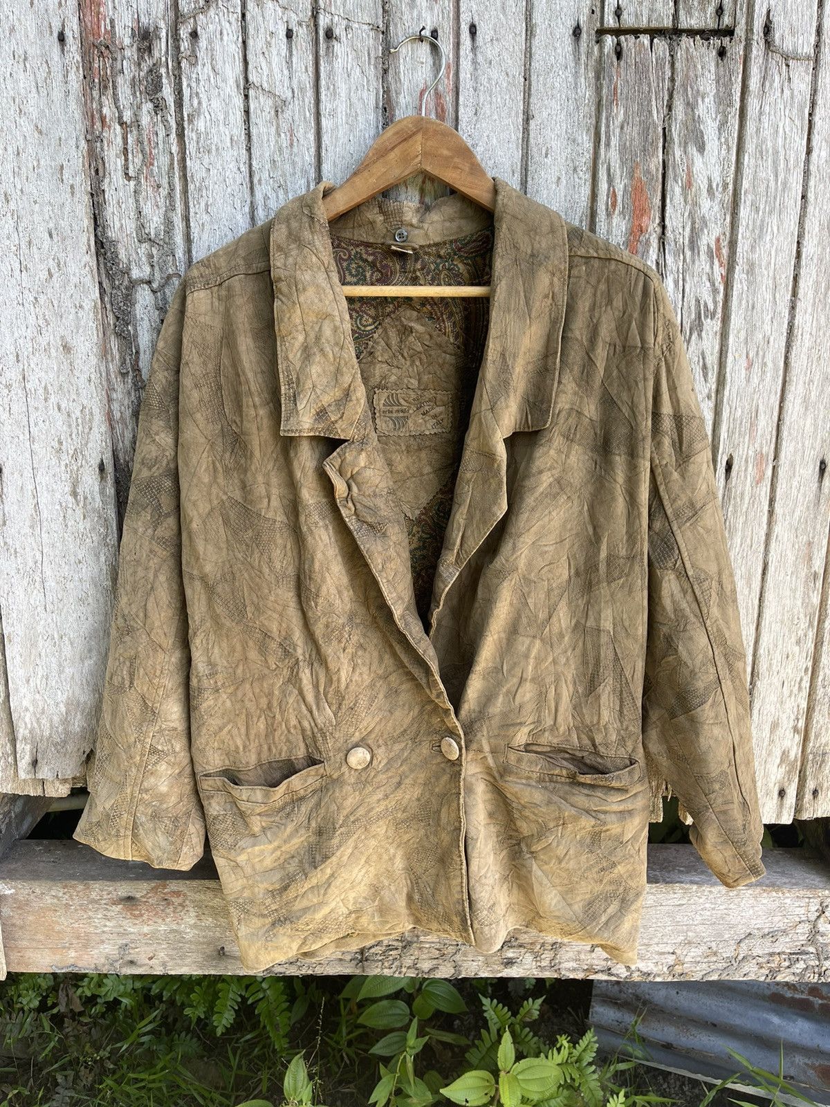 Designer Vintage Erta Mode Distressed Italian Leather Blazer Size US L / EU 52-54 / 3 - 1 Thumbnail
