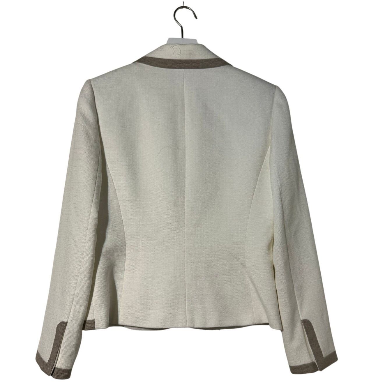 Other Tahari Arthur S Levine Linen Blend Blazer Taupe White Size 8 Size M / US 6-8 / IT 42-44 - 3 Thumbnail