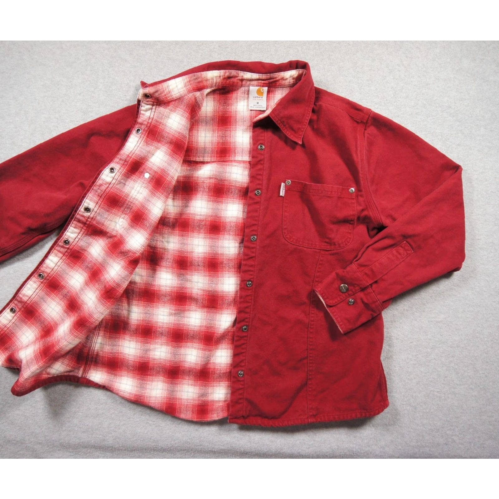 Carhartt VINTAGE Carhartt Shirt Womens Medium Red Canvas Button Down Snap Flannel Lined Ladies Size M / US 6-8 / IT 42-44 - 2 Thumbnail