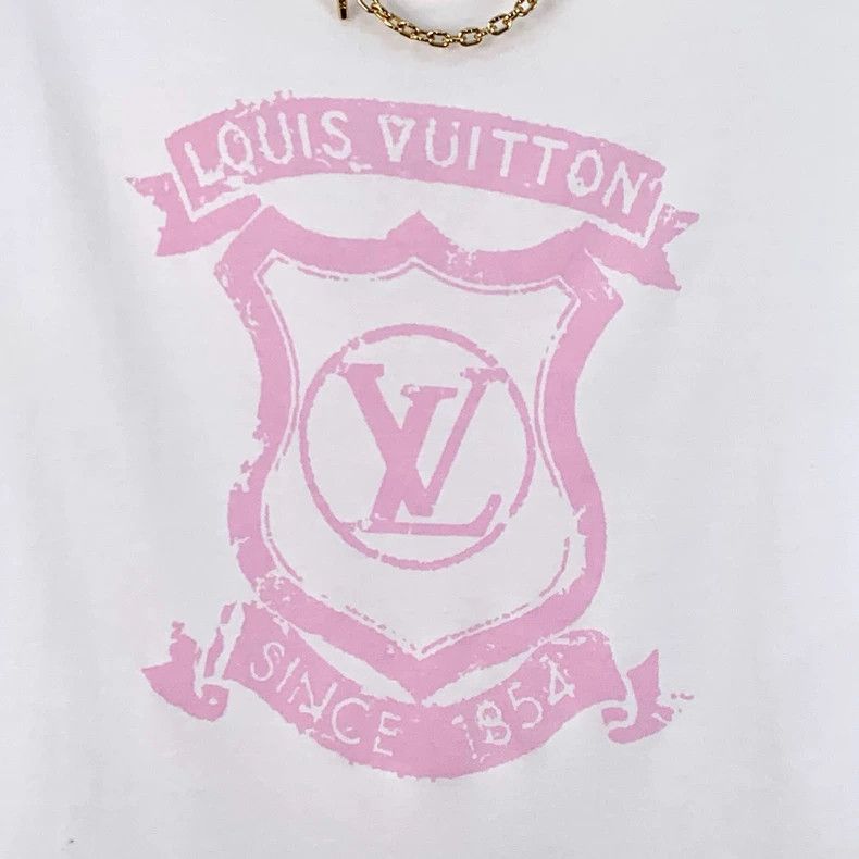 Louis Vuitton Louis Vuitton White Chain Badge Printed Cotton Crew Neck S Size L / US 10 / IT 46 - 4 Thumbnail