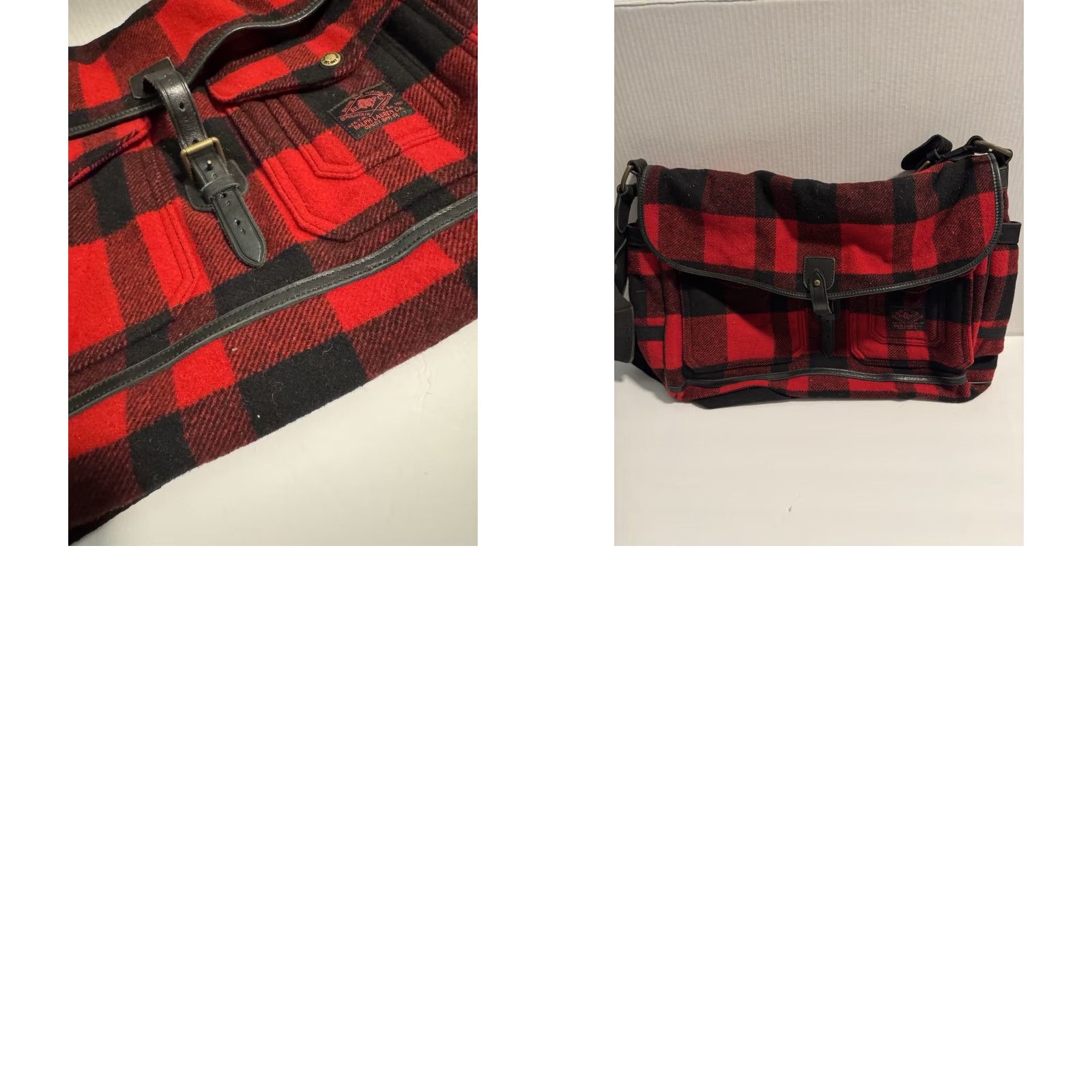 Polo Ralph Lauren VINTAGE Polo Ralph Lauren 100% Wool Buffalo Plaid Shoulder Bag RLPC 13x21 Mens Womens Size ONE SIZE - 11 Thumbnail