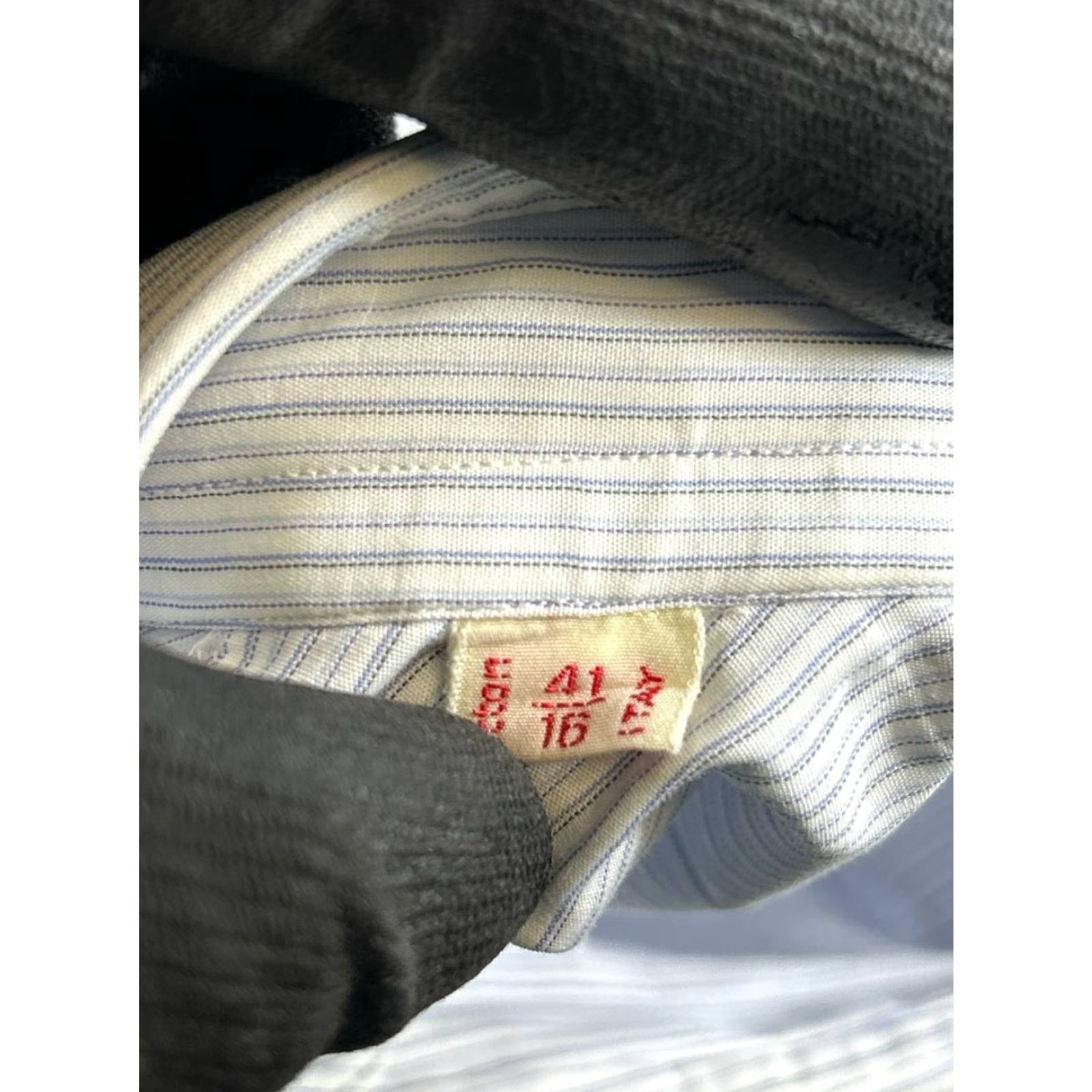 Brioni Brioni Dress Shirt Mens 16 White Blue Cotton Button Up Size 42R - 5 Thumbnail
