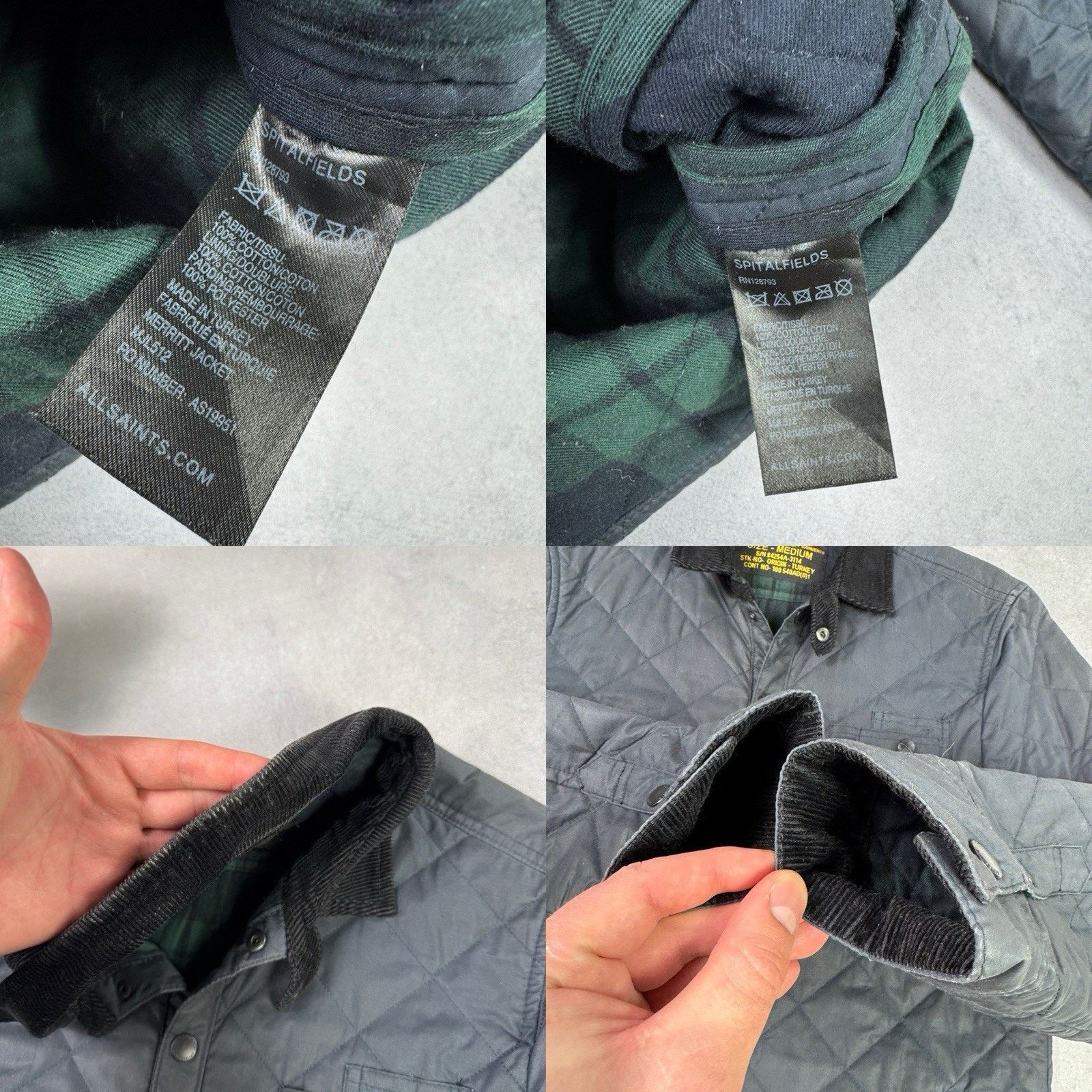 Allsaints Allsaints Spitalfields Waxed Quilted Jacket Blue Size M Size US M / EU 48-50 / 2 - 22 Thumbnail