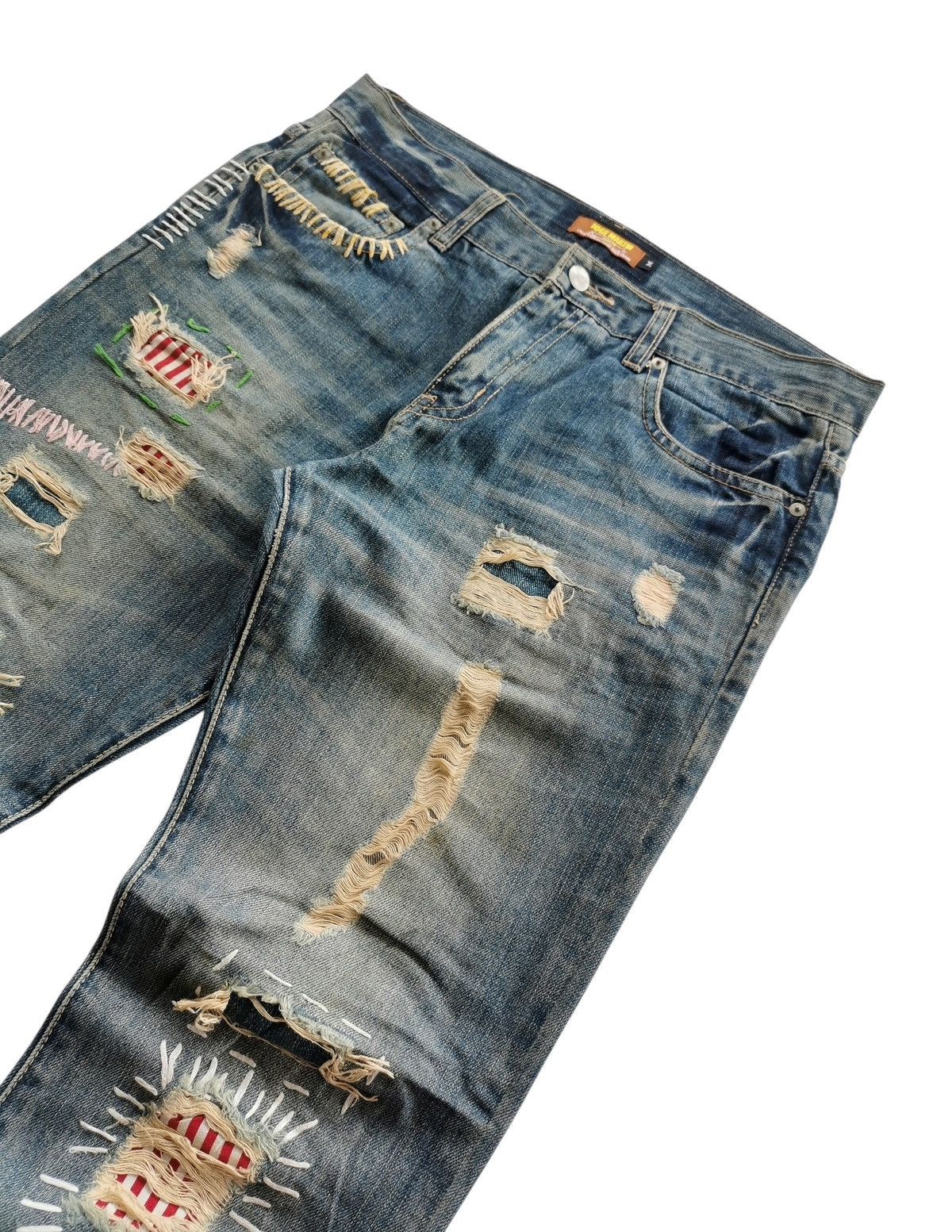 Japanese Brand JOGE MARTIN Hand Repaired Distressed Denim Jean Vibe Kapital Size US 32 / EU 48 - 8 Thumbnail