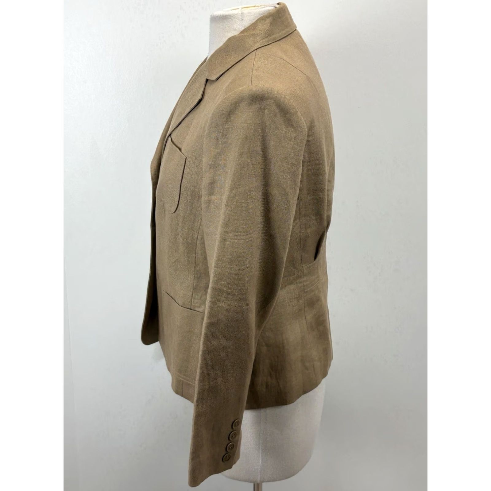 Talbots VINTAGE Talbots Blazer Jacket Women’s 8P Petites Brown 100% Linen Preppy Classic 90s Suit Jacket/Blazer Mens/Girls? Size M / US 6-8 / IT 42-44 - 2 Thumbnail