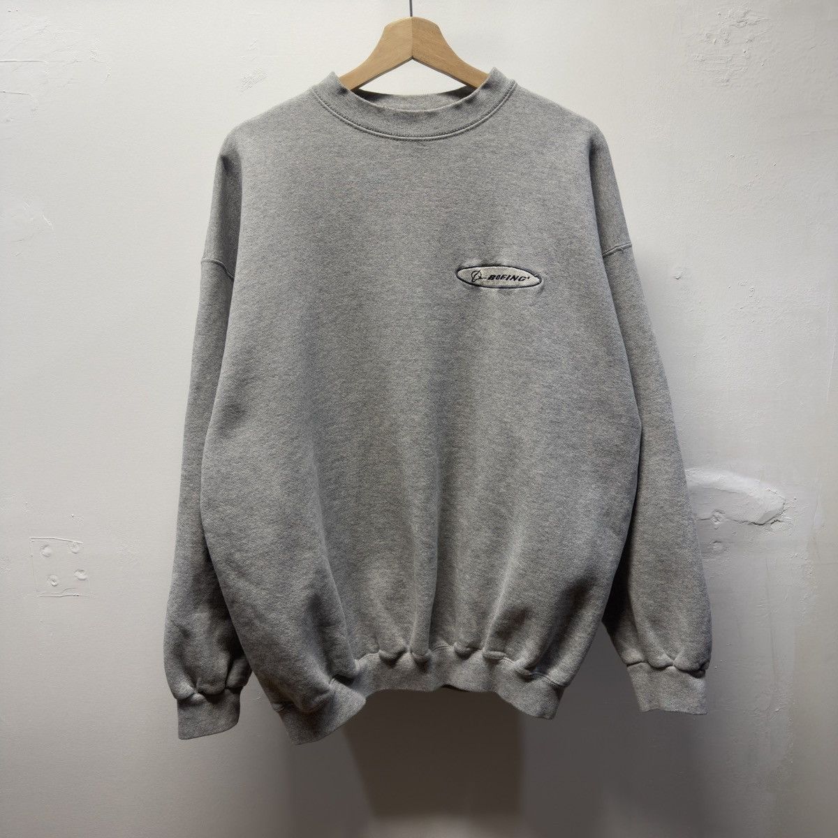 Vintage 90s Faded Grey Boeing Sweatshirt Crewneck ERD Grunge Skater Size US XL / EU 56 / 4 - 1 Thumbnail