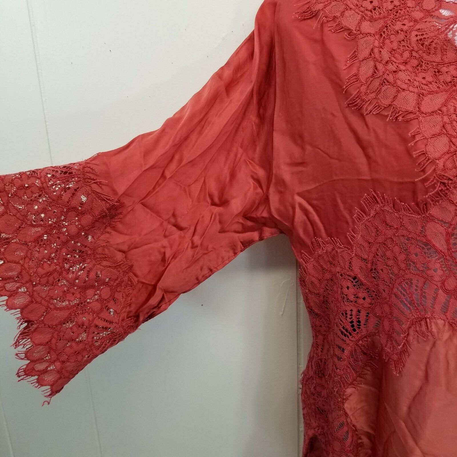Anthropologie Anthro Moulinette Souers XS Shirt Top Blouse Orange Red Lace Size XS / US 0-2 / IT 36-38 - 3 Thumbnail