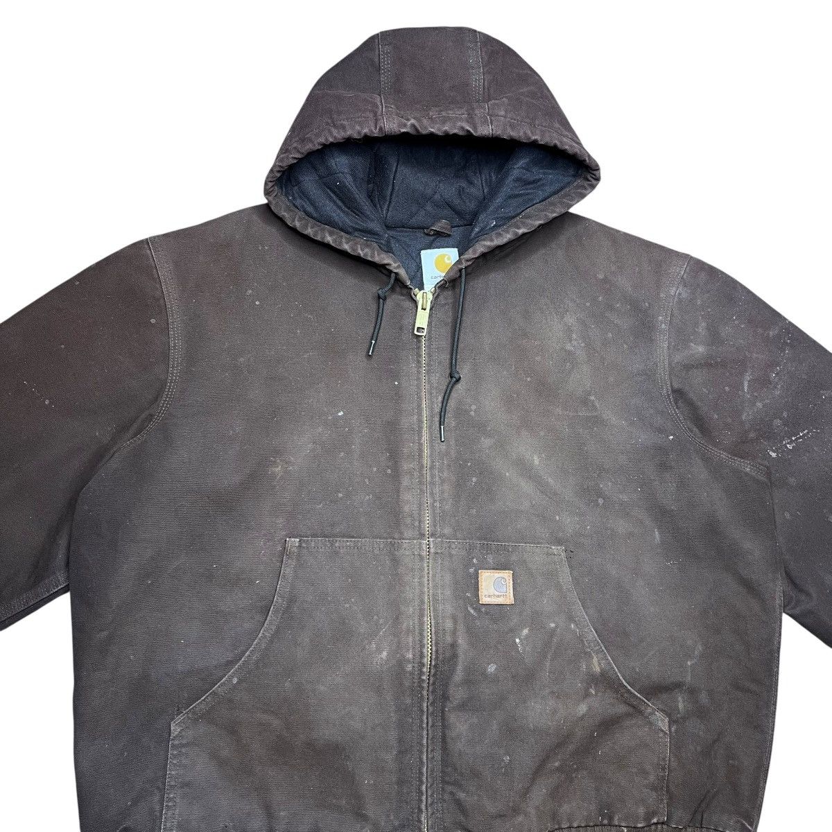 Carhartt Vtg 2000s Carhartt J130 DKB Hooded Dark Brown Canvas Jacket Size US L / EU 52-54 / 3 - 5 Thumbnail