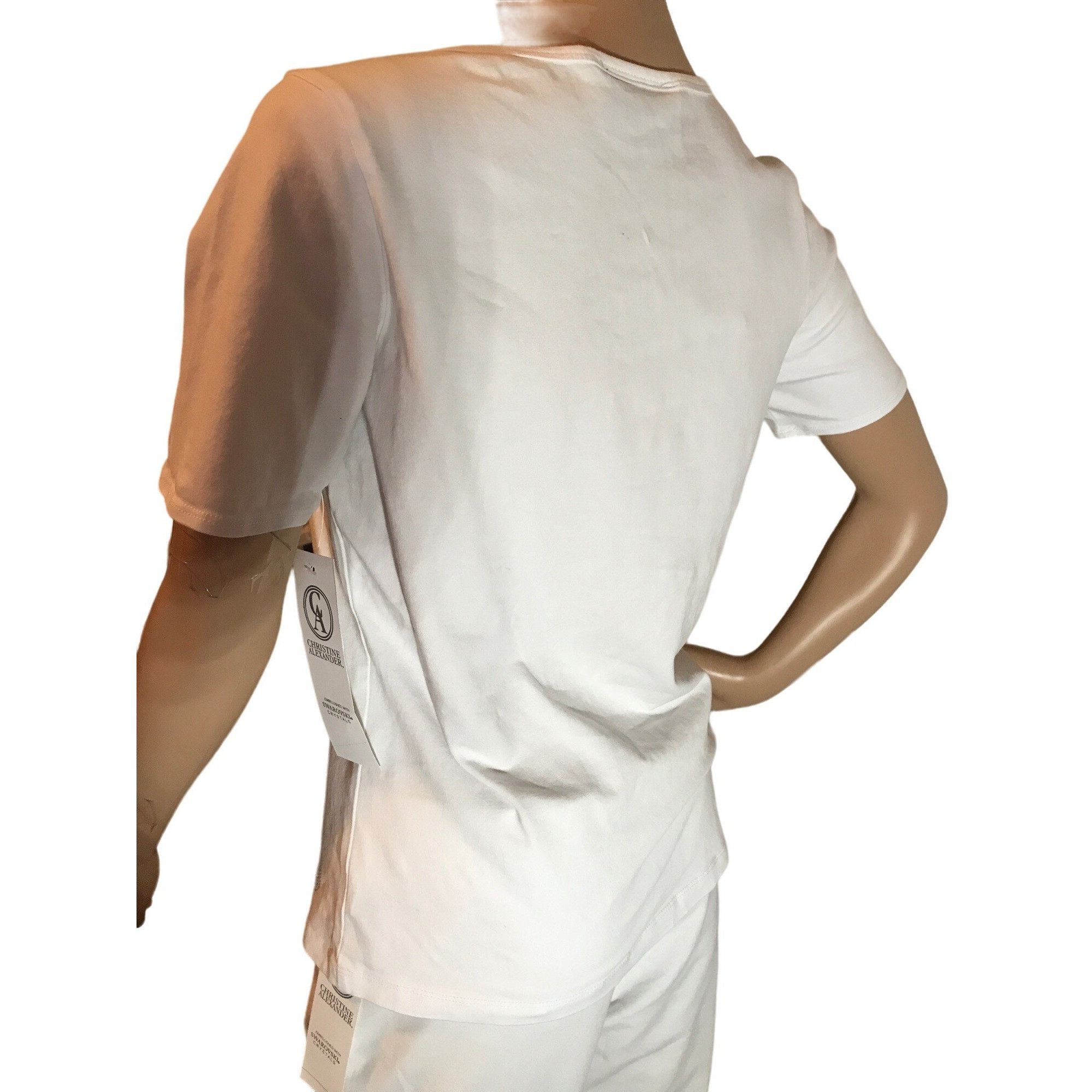 Designer × Vintage Christine Alexander Medium White Shirt Top Cotton Dance Trac Size M / US 6-8 / IT 42-44 - 3 Thumbnail