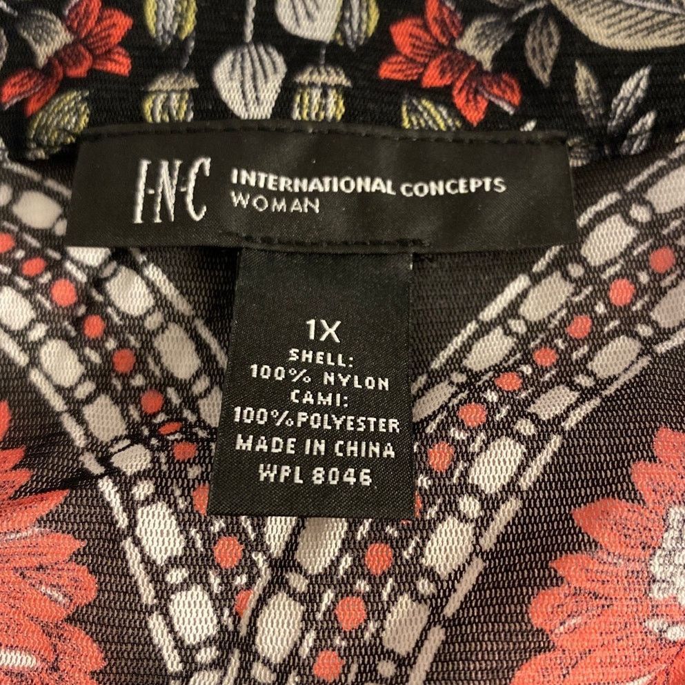 Other Boho Floral Embroidered Bell Sleeve Black Blouse INC 1X Size XXL / US 16-18 / IT 52-54 - 3 Thumbnail