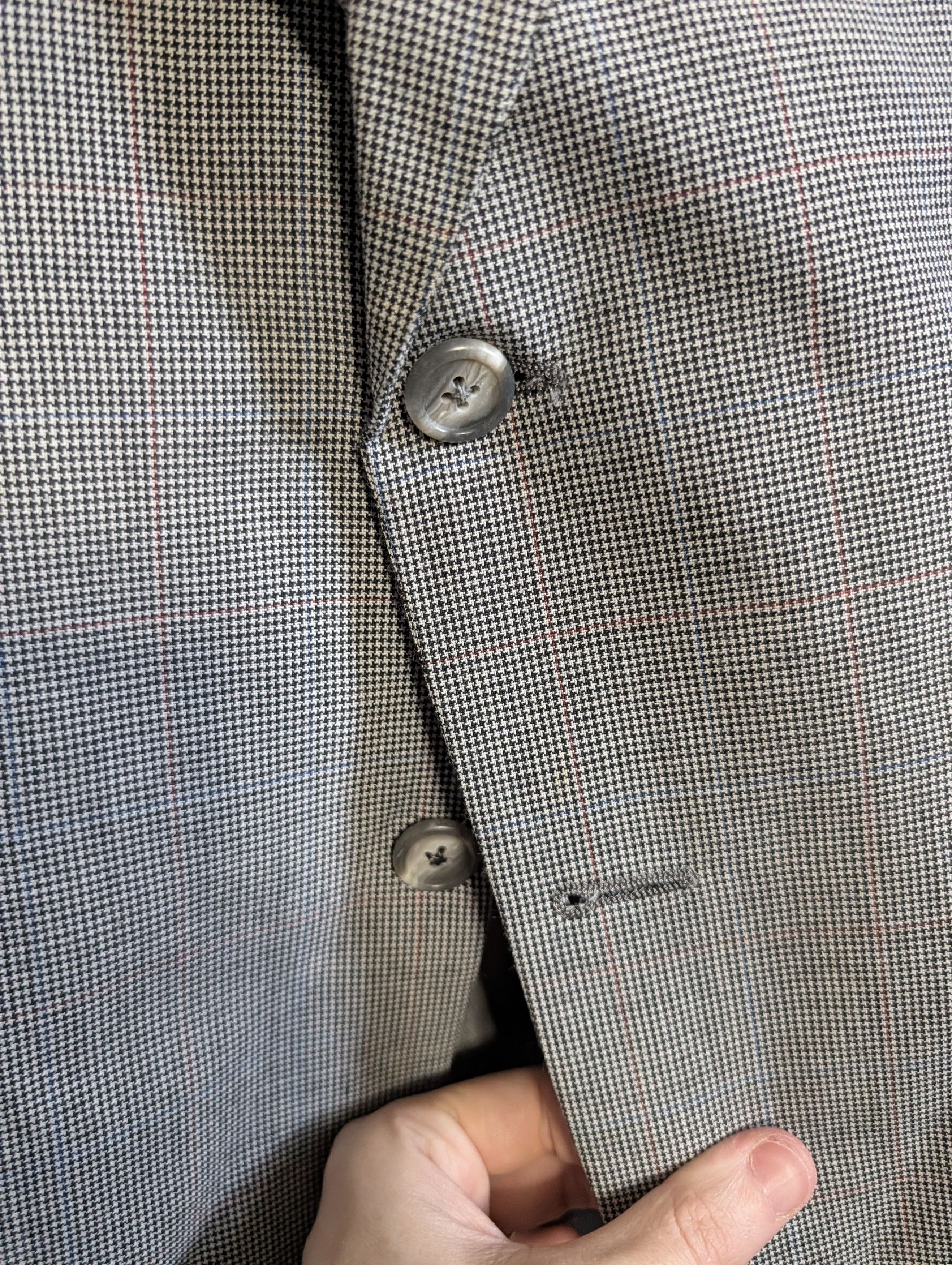 Burberry 2pc gray plaid houndstooth MiUSA mens suit Size 42R - 4 Thumbnail