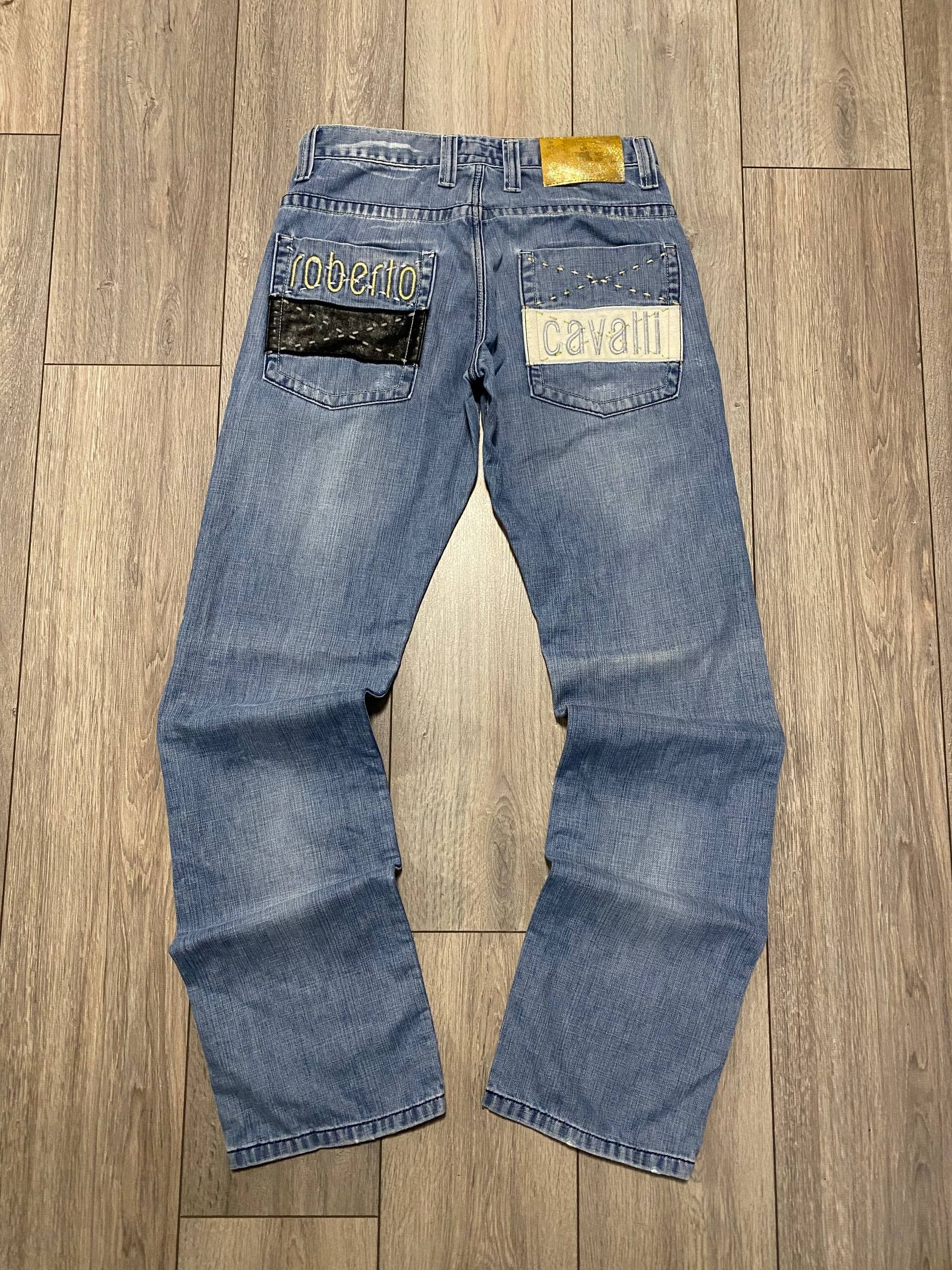 Roberto Cavalli Roberto Cavalli Vintage Baggy Jeans Big Logo Painted 90s Size US 31 - 1 Thumbnail