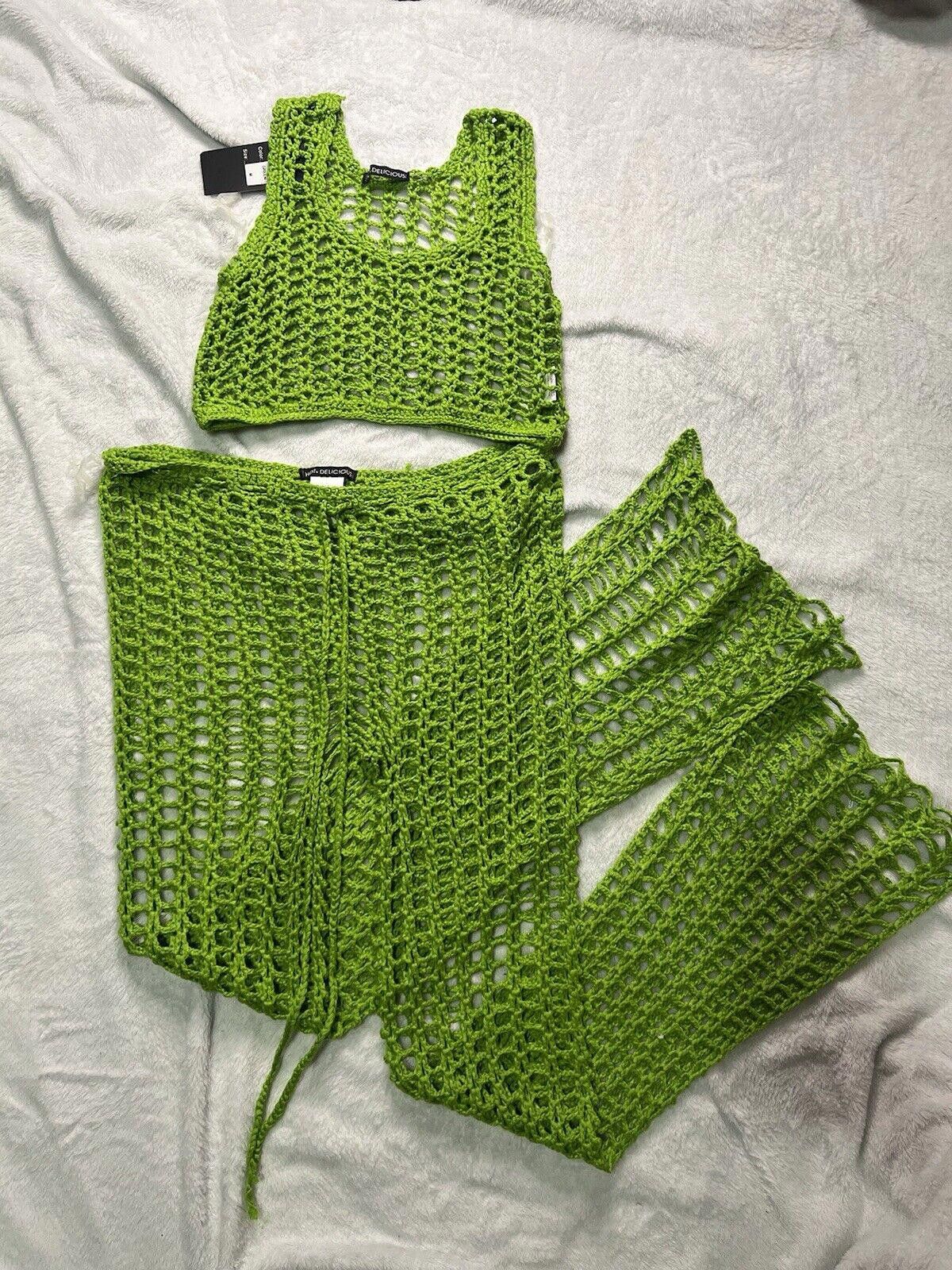 Designer Med Dolls Kill Sage Desert Dancing Crochet Pants Set NWT Size ONE SIZE - 1 Thumbnail