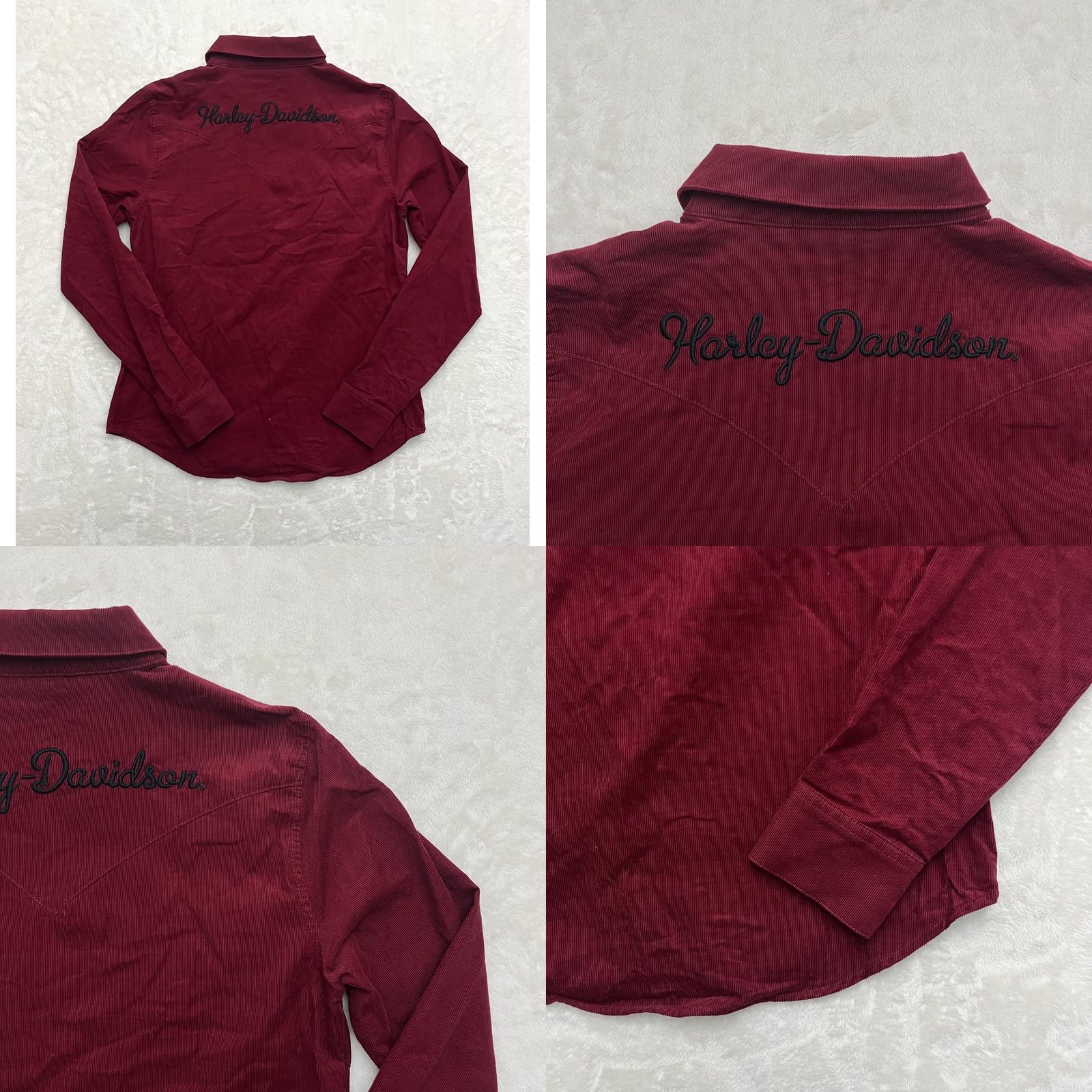 Harley Davidson Harley-Davidson Shirt Womens Small Red Corduroy Button Up Western Embroidered Size S / US 4 / IT 40 - 8 Thumbnail