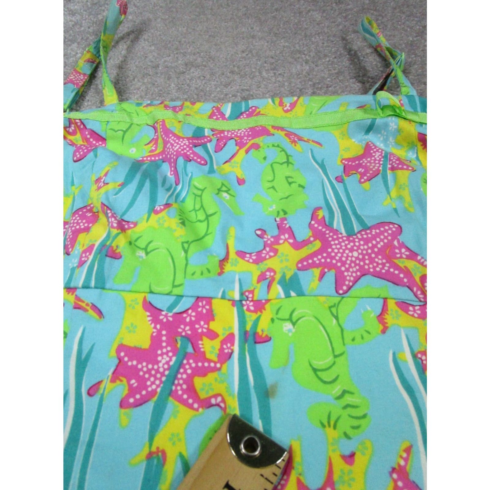 Vintage Key West Sundress Girls 2 Blue Green Pink Animal Print Bow Cowl Neck Sleeveless Pullover Short Dress Womens Casual Party/Cocktail Travel Cotton Size XS / US 0-2 / IT 36-38 - 5 Thumbnail